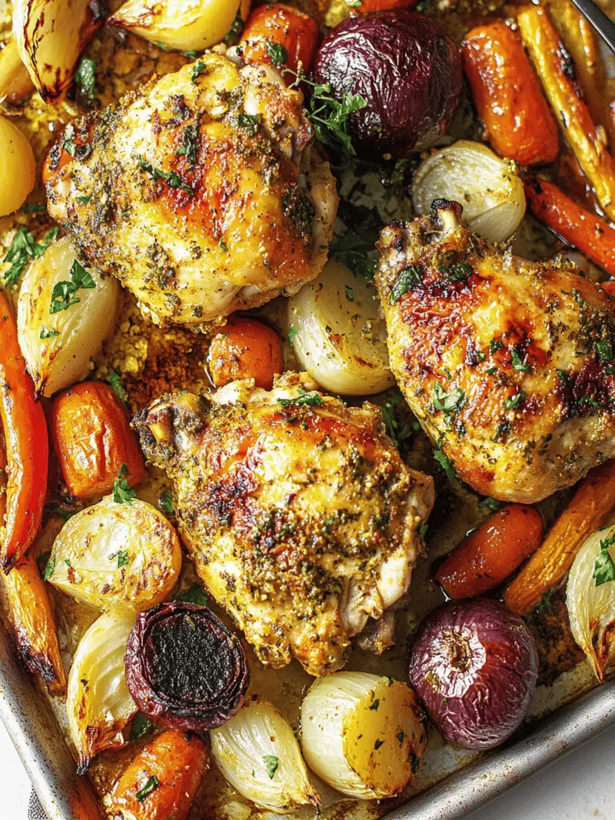 Spicy Harissa Chicken with Roasted Vegetables on a Sheet Pan