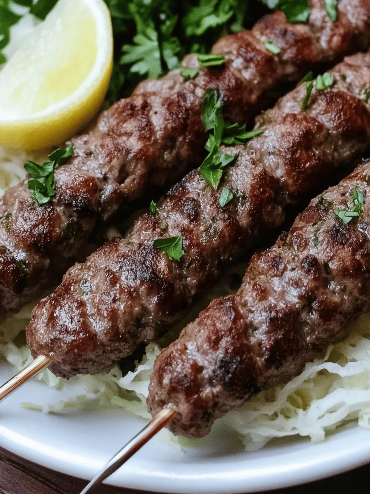 Grilled Lebanese Kafta Skewers with Parsley & Spices