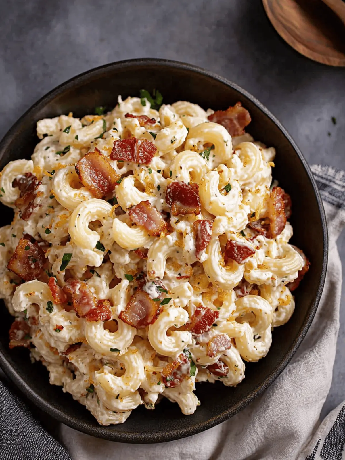 Creamy Bacon Cheddar Ranch Pasta Salad