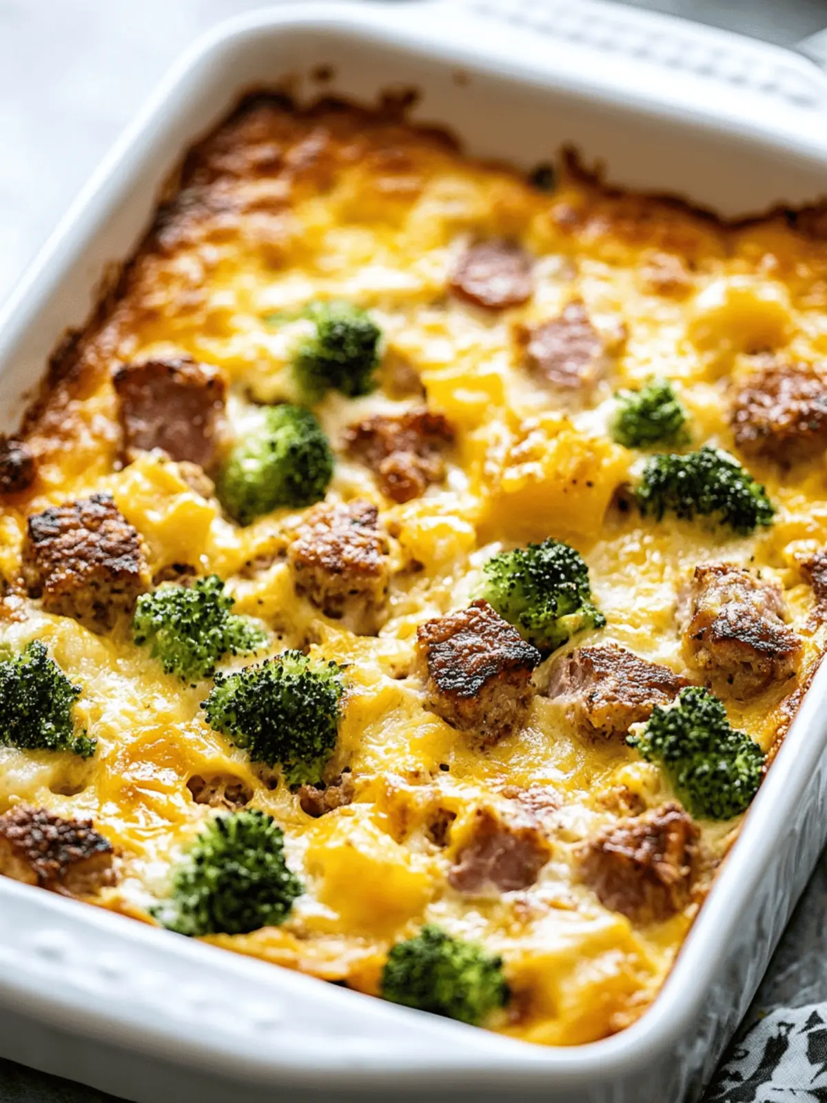 Savory Breakfast Casserole with Veggies, Meats, and Cheese
