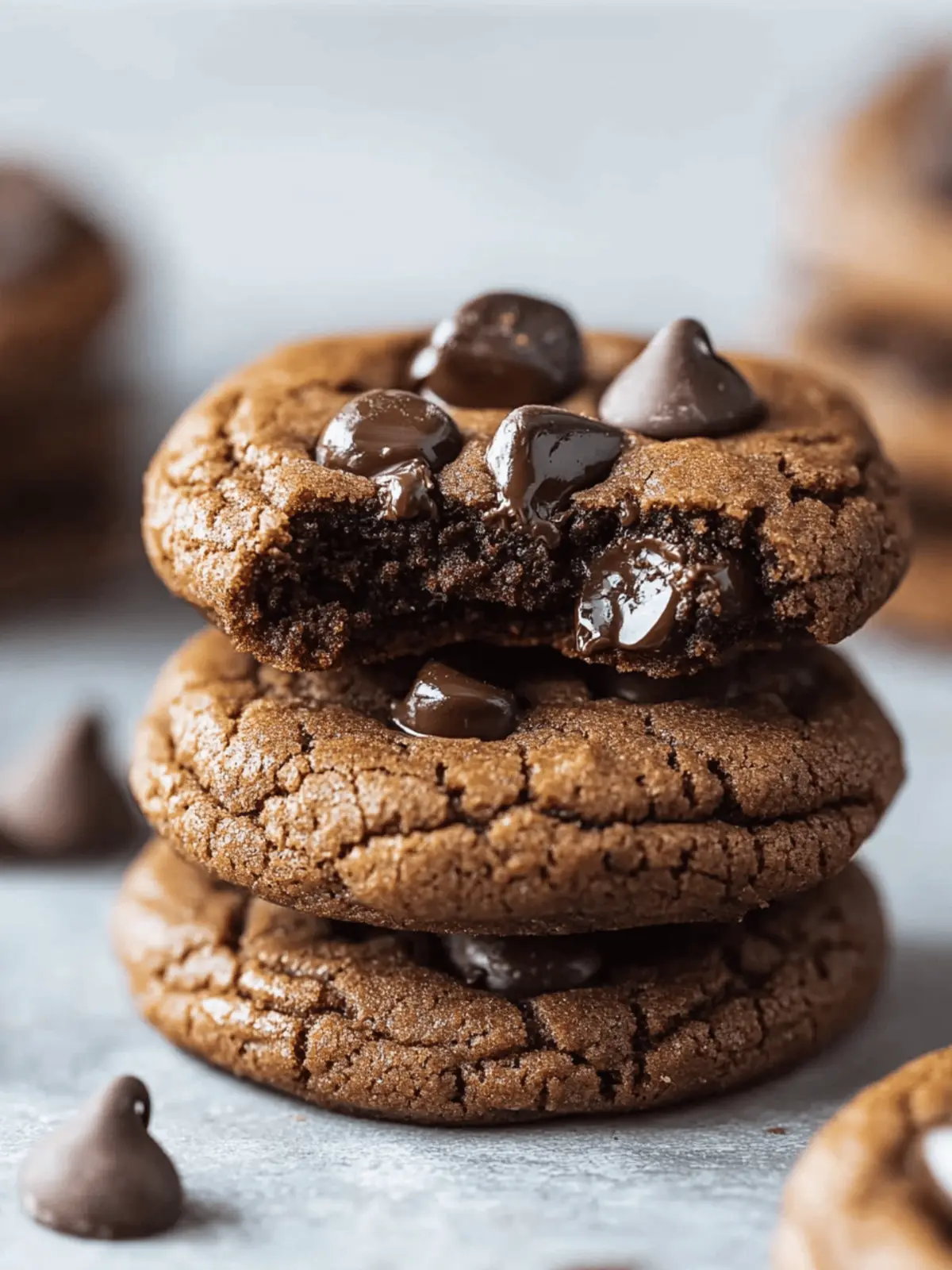 Bakery-Style Fudgy Double Chocolate Chip Cookies