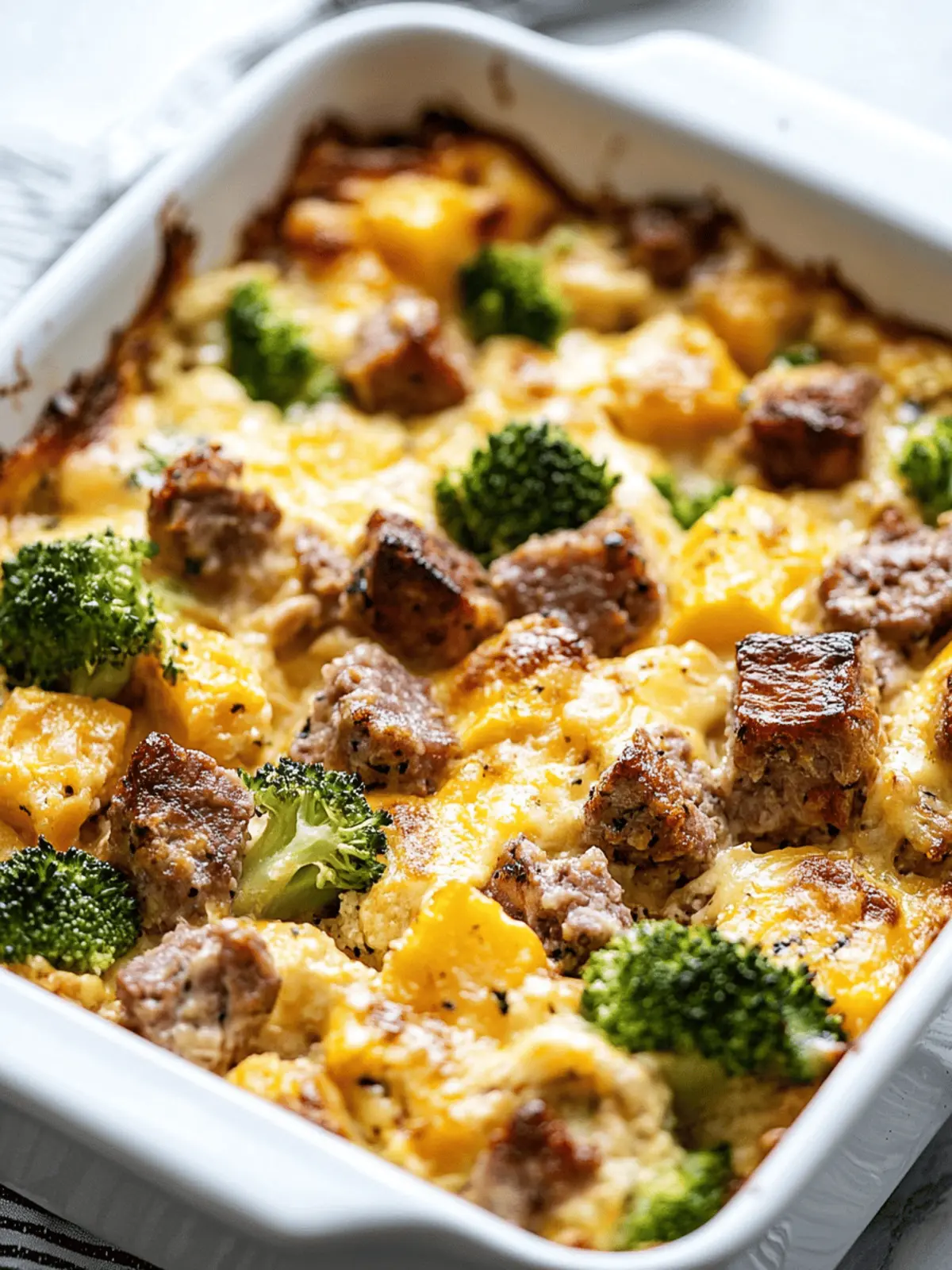 Savory Breakfast Casserole with Veggies, Meats, and Cheese
