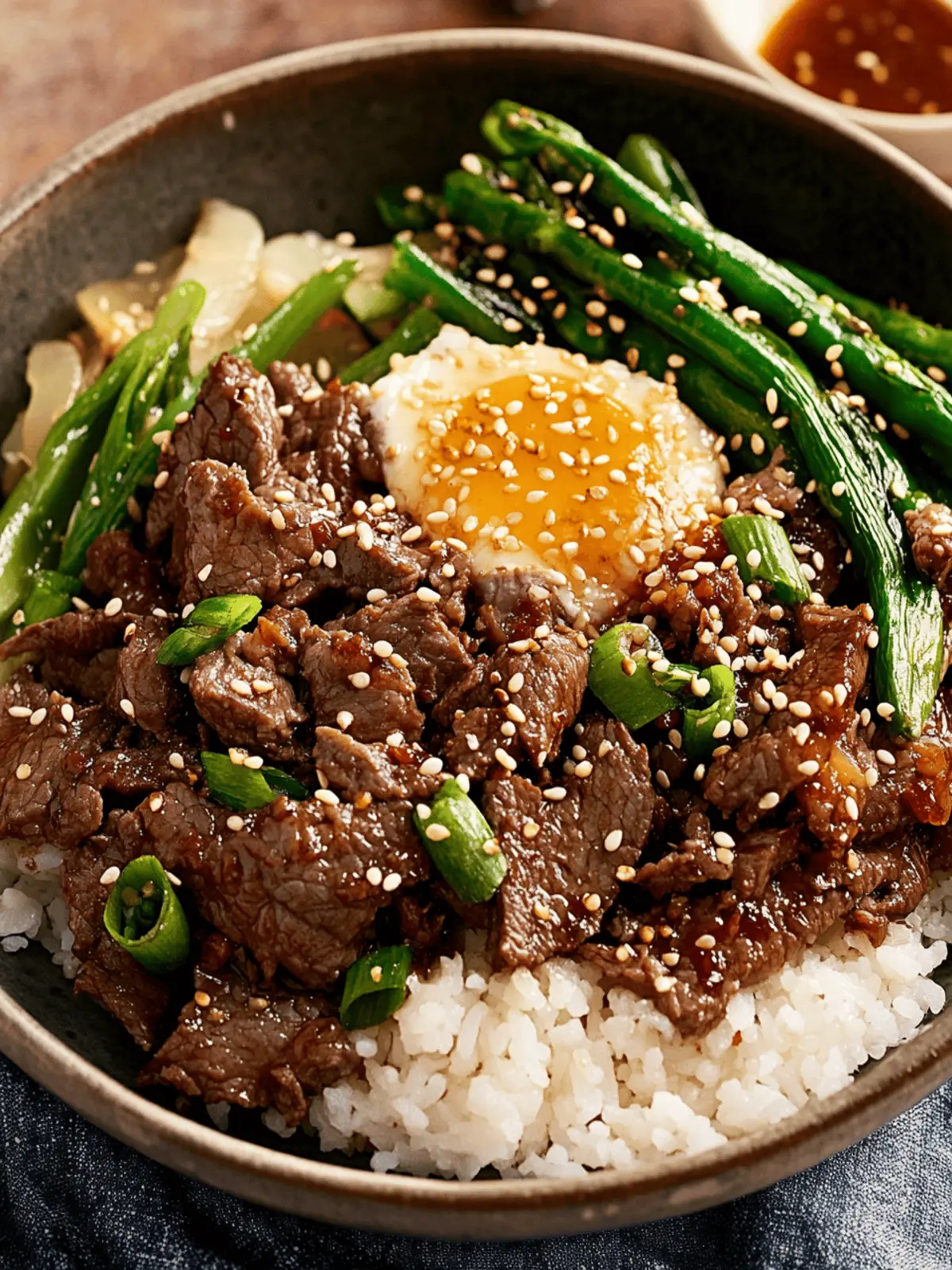 Korean Beef Bowls with Garlic, Ginger, and Sesame