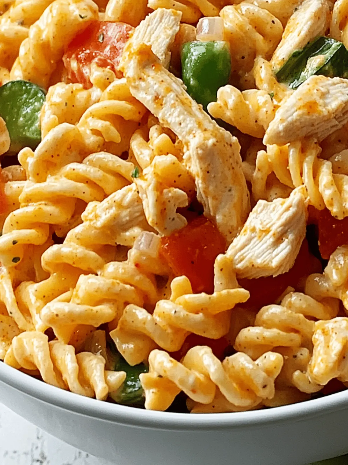 Creamy Buffalo Chicken Pasta Salad with Crunchy Veggies