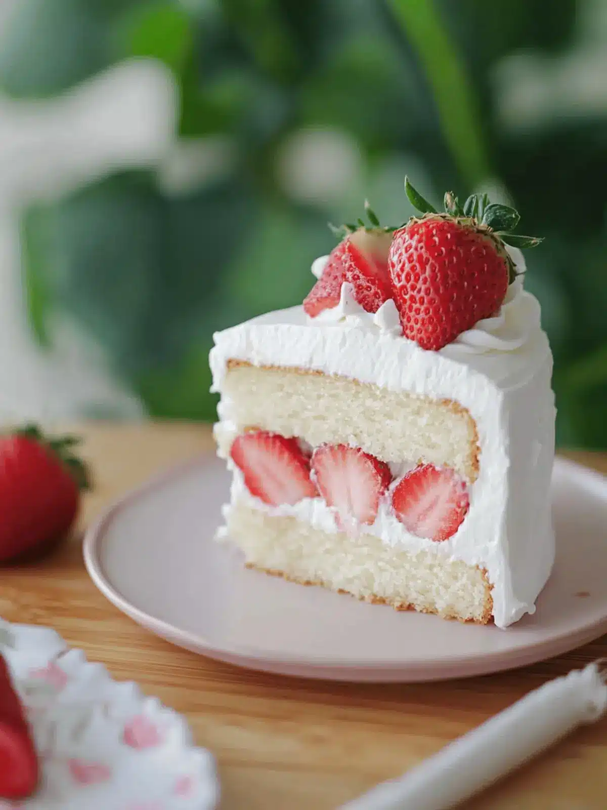 Asian Bakery Strawberry Chiffon Cake with Fresh Cream