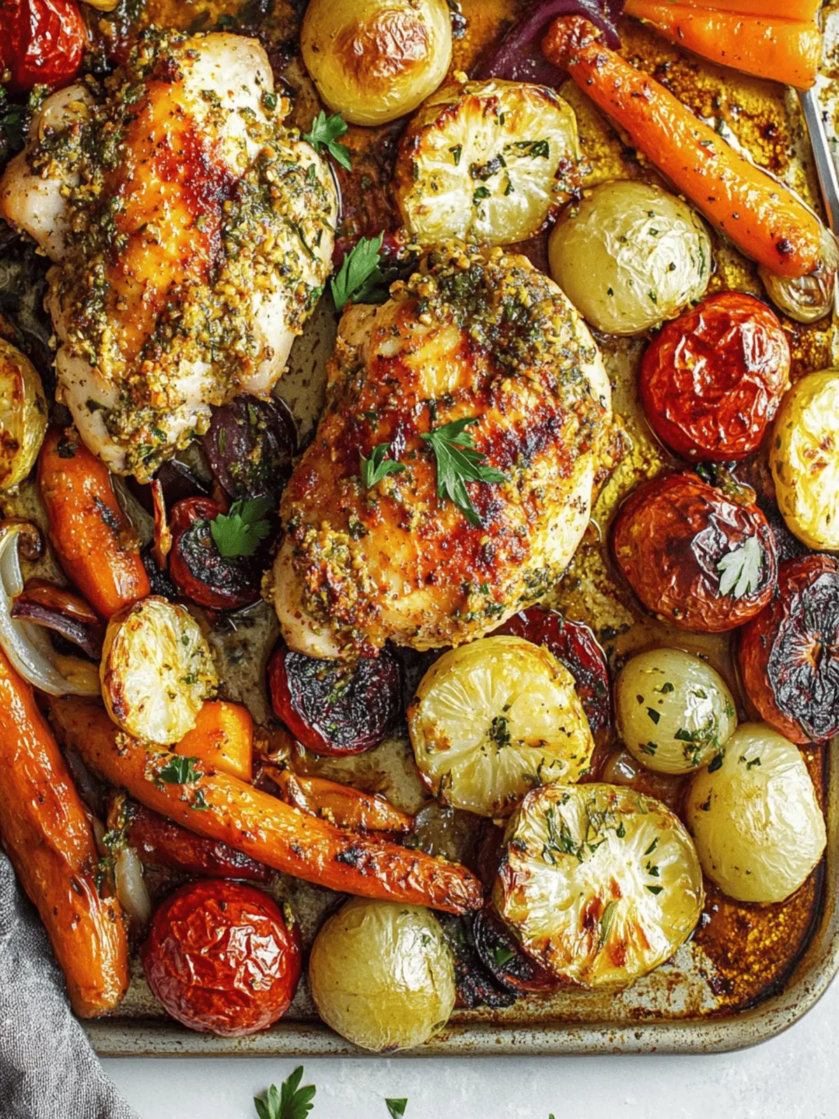 Spicy Harissa Chicken with Roasted Vegetables on a Sheet Pan