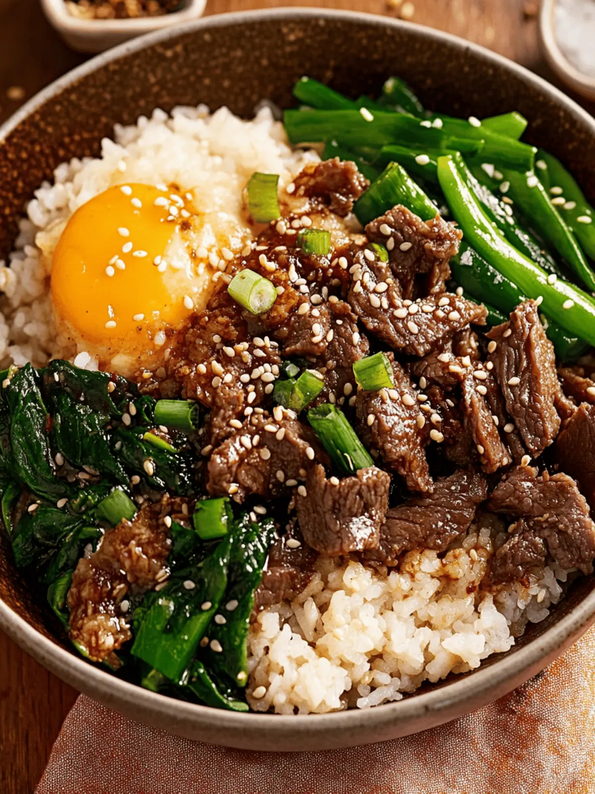 Korean Beef Bowls with Garlic, Ginger, and Sesame