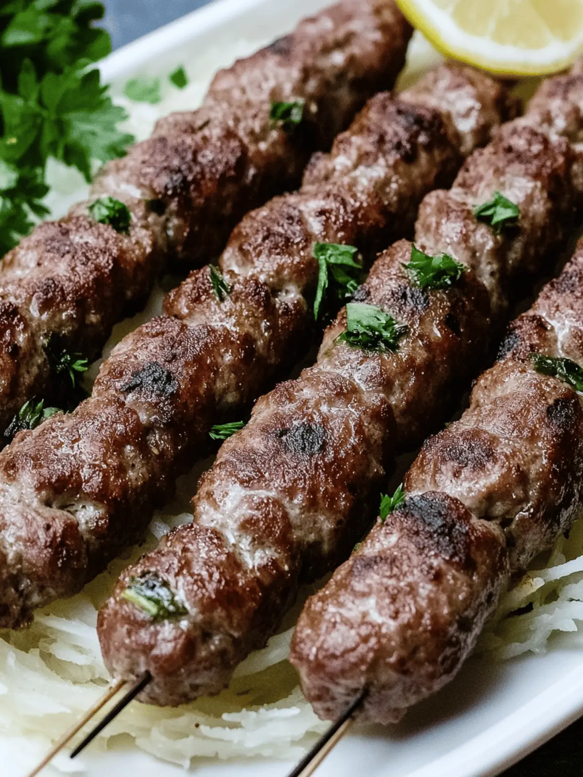 Grilled Lebanese Kafta Skewers with Parsley & Spices