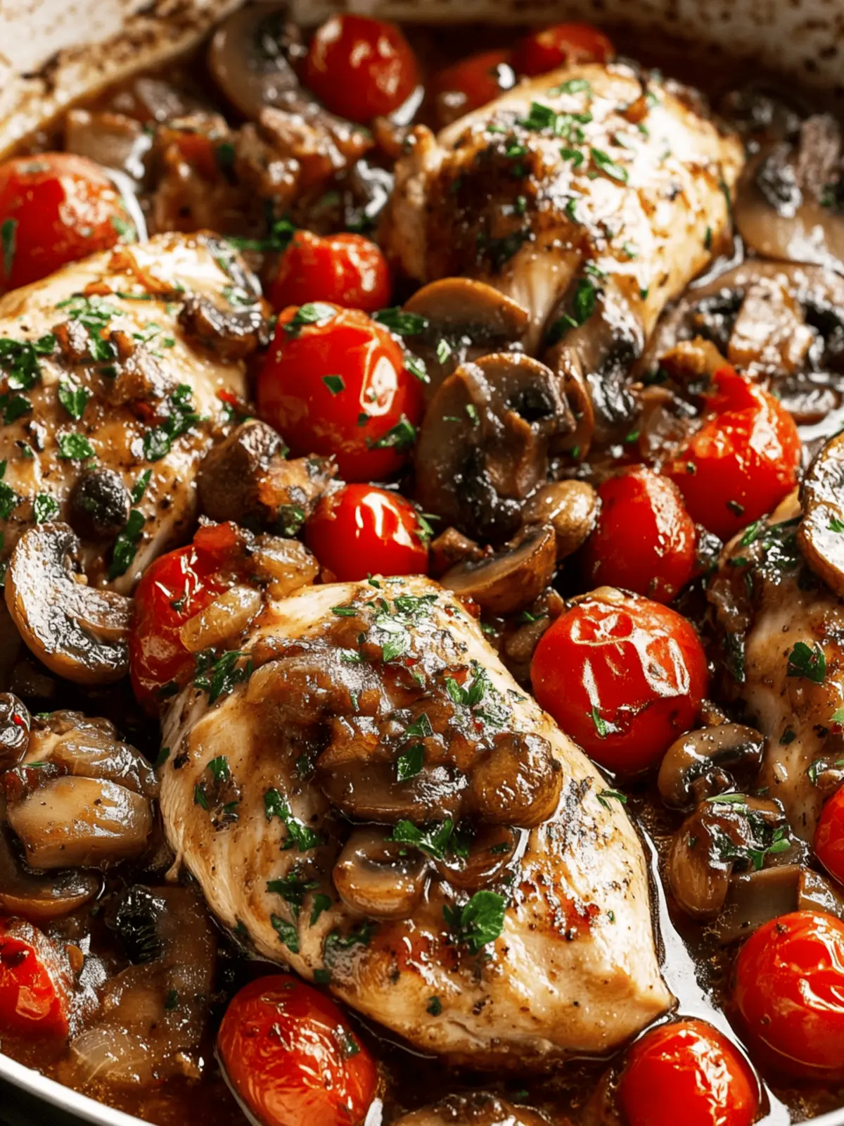 Chicken Breasts Braised in Port with Mushrooms and Tomatoes