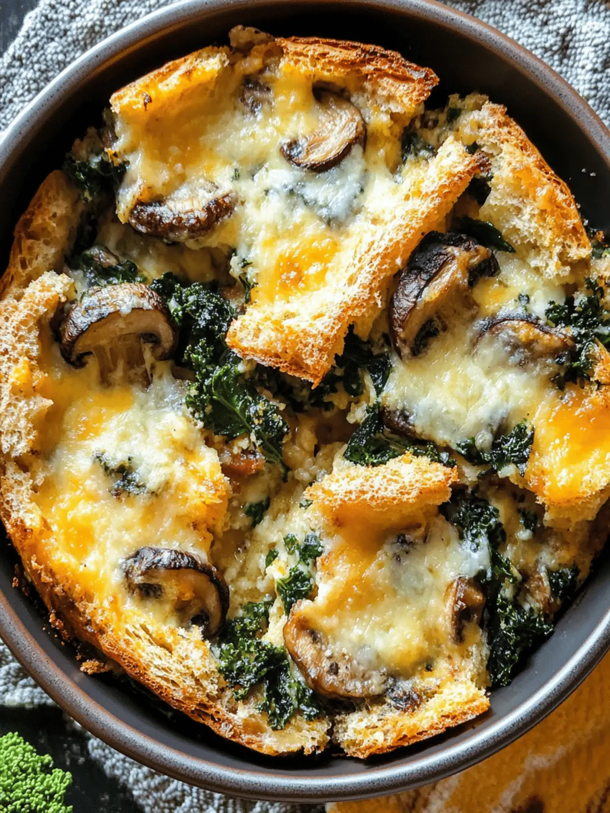 Kale & Mushroom Strata with Cheddar
