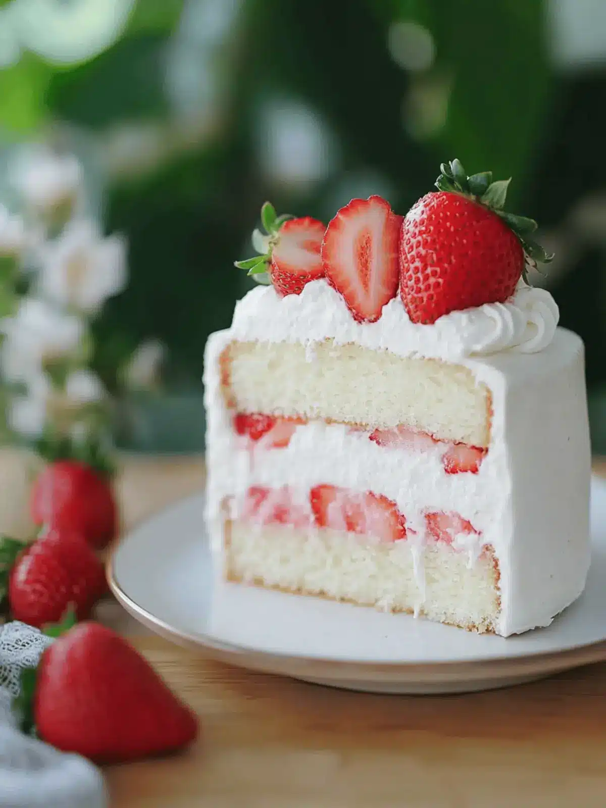 Asian Bakery Strawberry Chiffon Cake with Fresh Cream