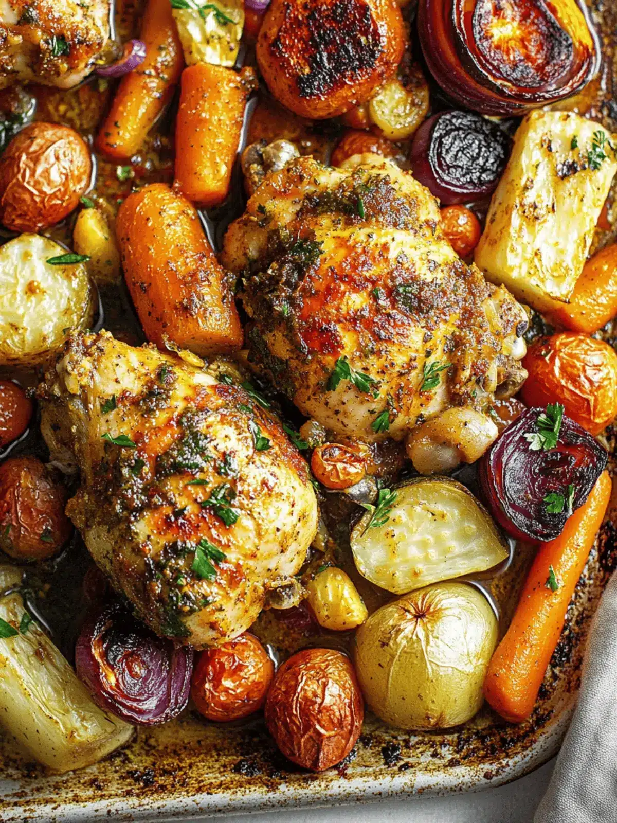 Spicy Harissa Chicken with Roasted Vegetables on a Sheet Pan