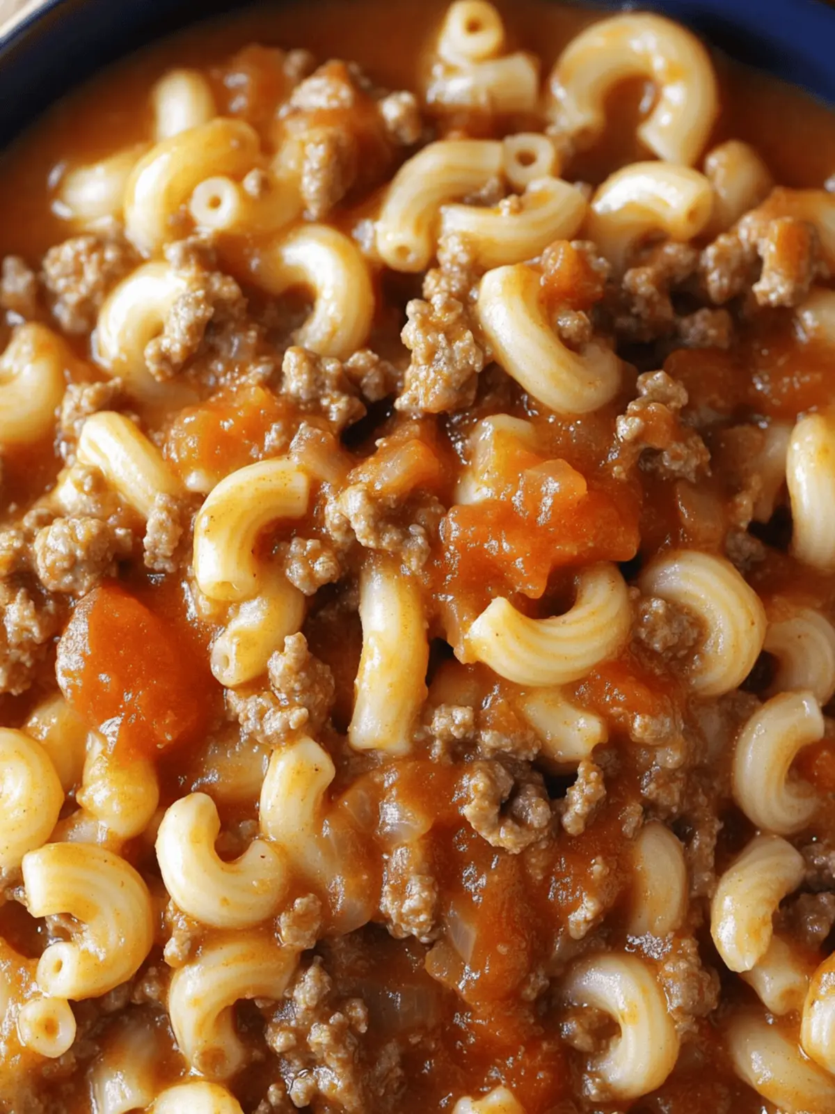 Hearty Homestyle American Chop Suey with Tomato Sauce and Elbow Macaroni