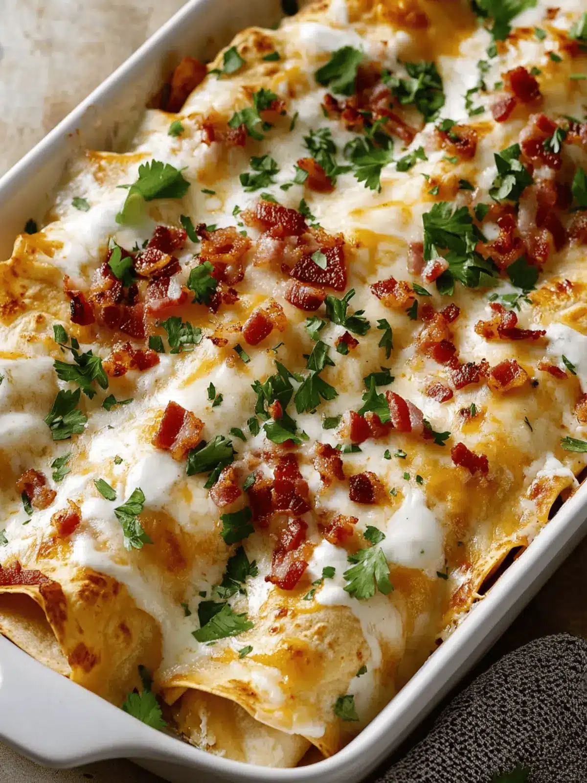 Creamy Bacon Ranch Chicken Enchiladas
