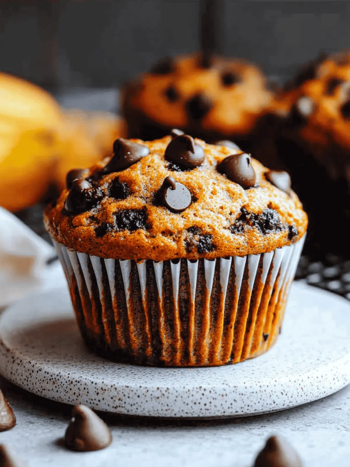 Moist Banana Muffins with Mini Chocolate Chips in Every Bite