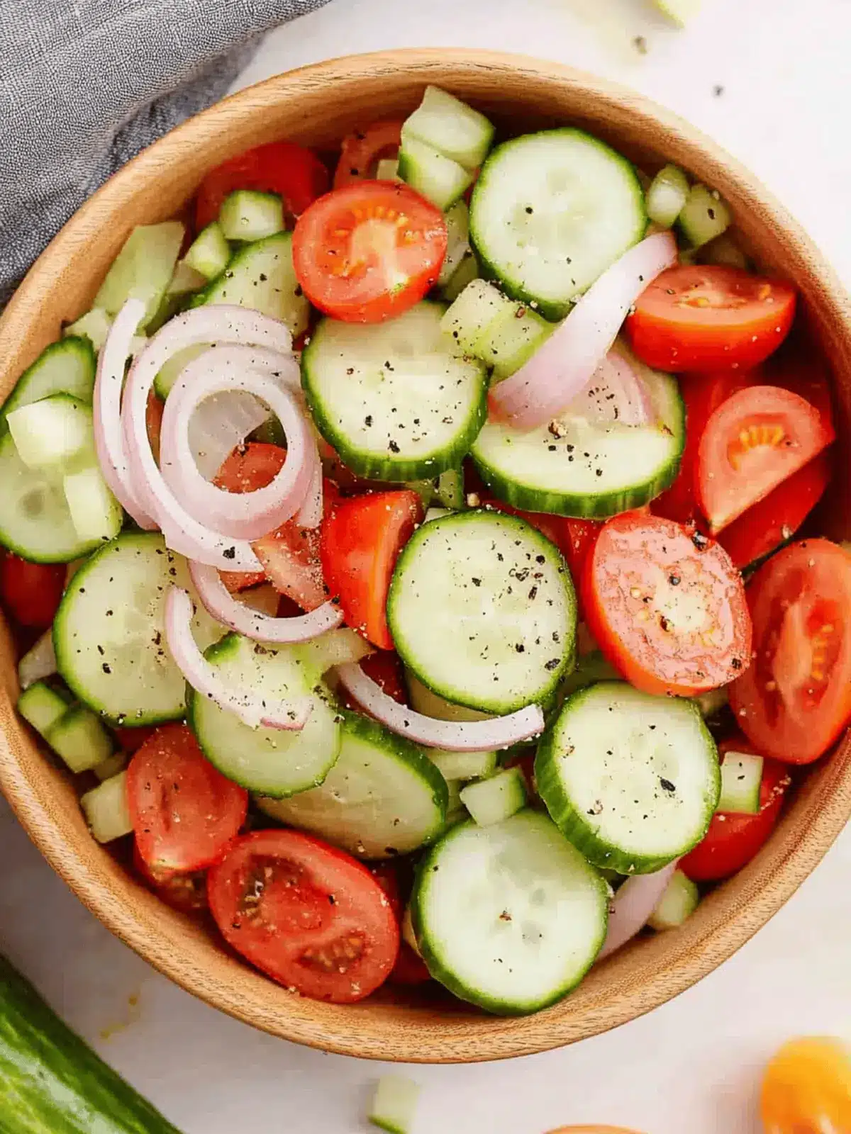 Crisp Cucumber, Tomato and Onion Salad in Just 5 Minutes 4 Cucumber, Tomato and Onion Salad (5 Minutes To Assemble)
