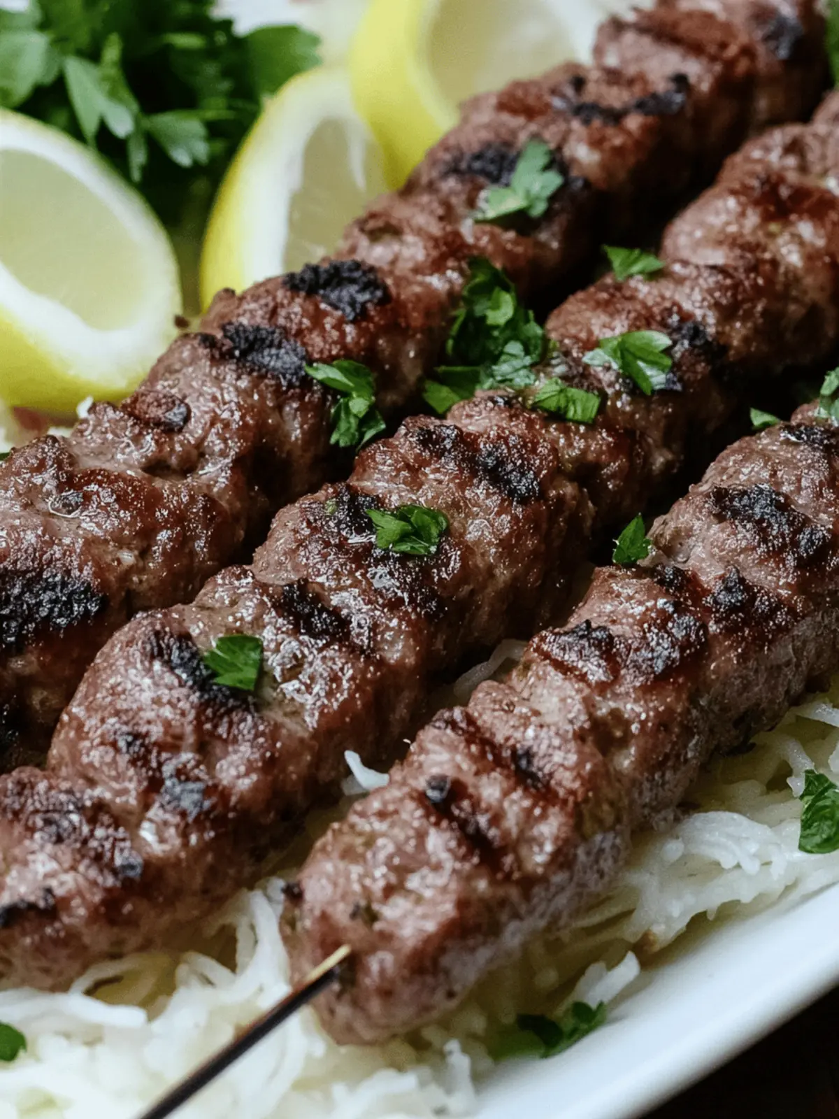 Grilled Lebanese Kafta Skewers with Parsley & Spices