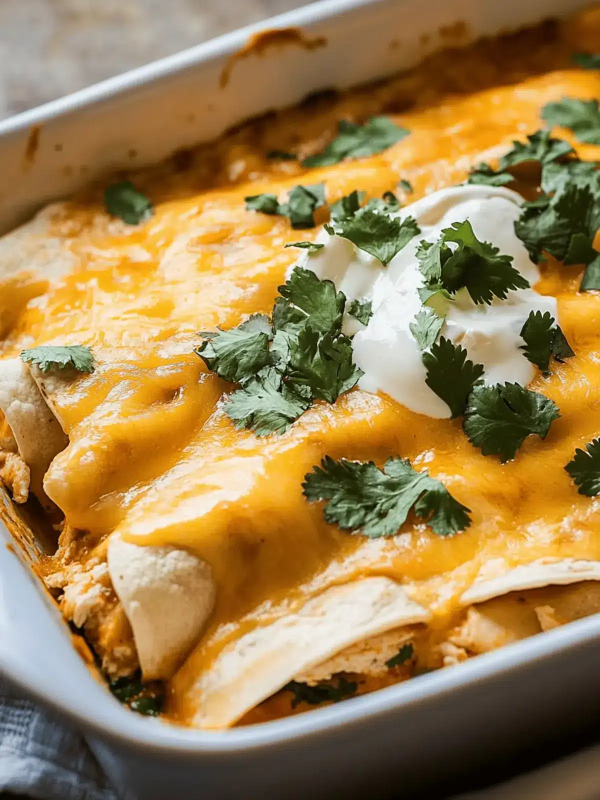 Creamy Sour Cream Chicken Enchiladas with a Tex-Mex Twist
