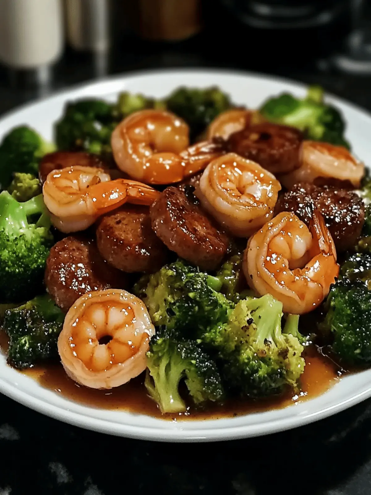 Honey Garlic Shrimp, Sausage & Broccoli