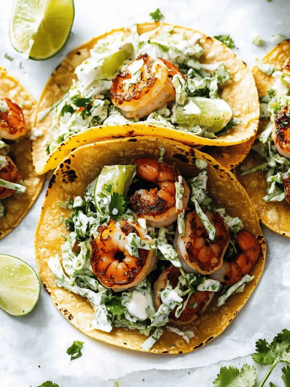 Spicy Shrimp Tacos with Garlic Cilantro Lime Slaw