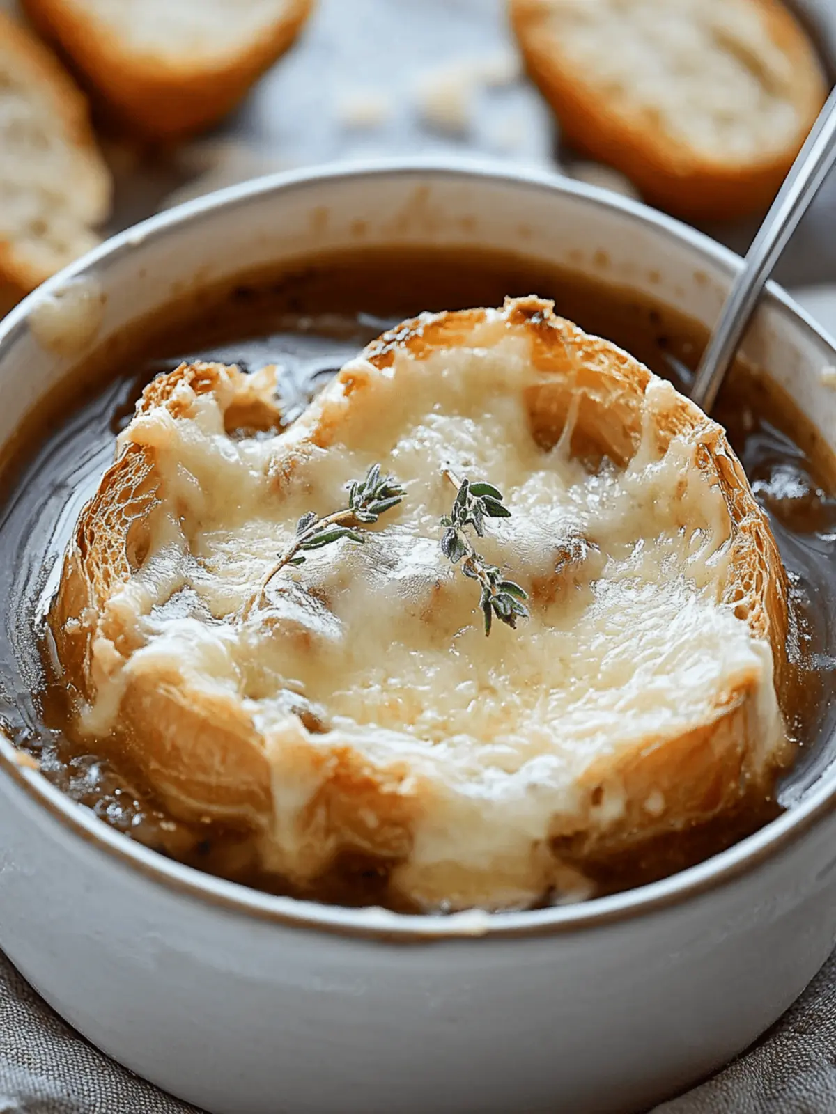 Classic French Onion Soup with Gruyere Croutons
