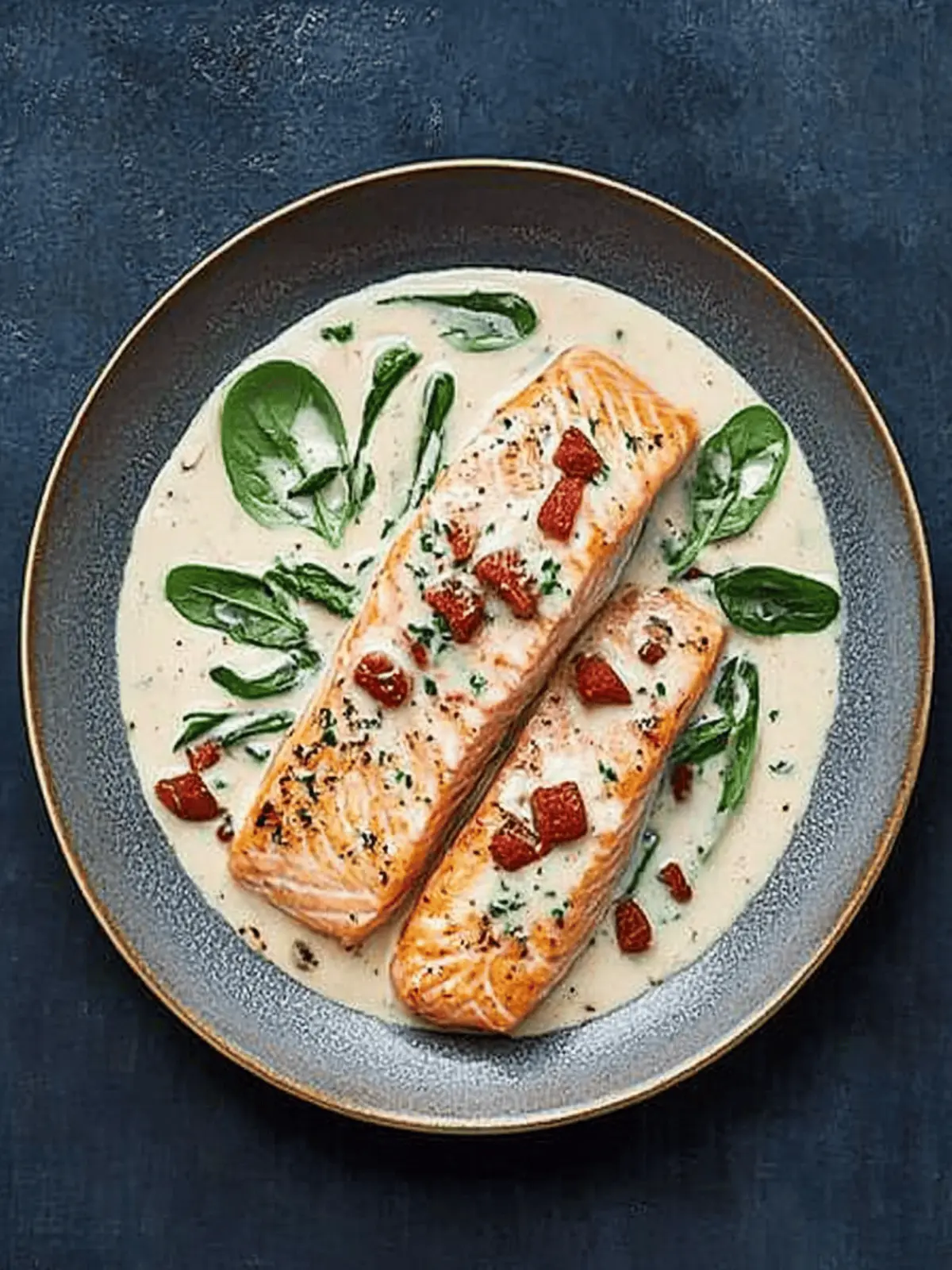 Norwegian salmon with creamy tuscan sauce