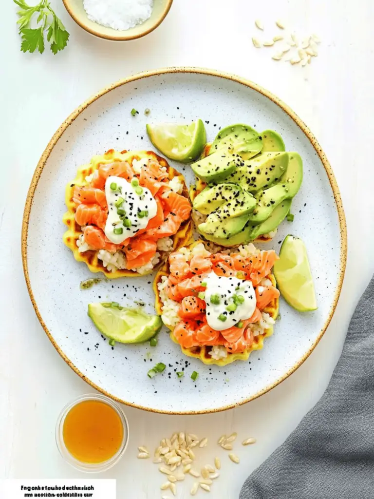 Baked Salmon Rice Waffles