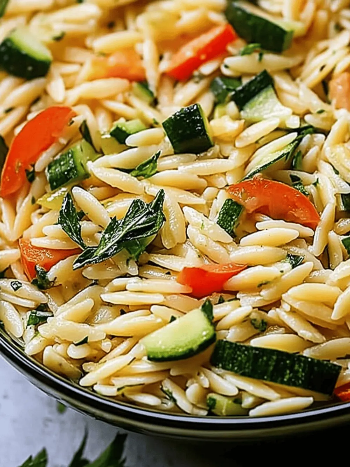 Zesty Lemon Garlic Orzo with Veggies – Summer Delight