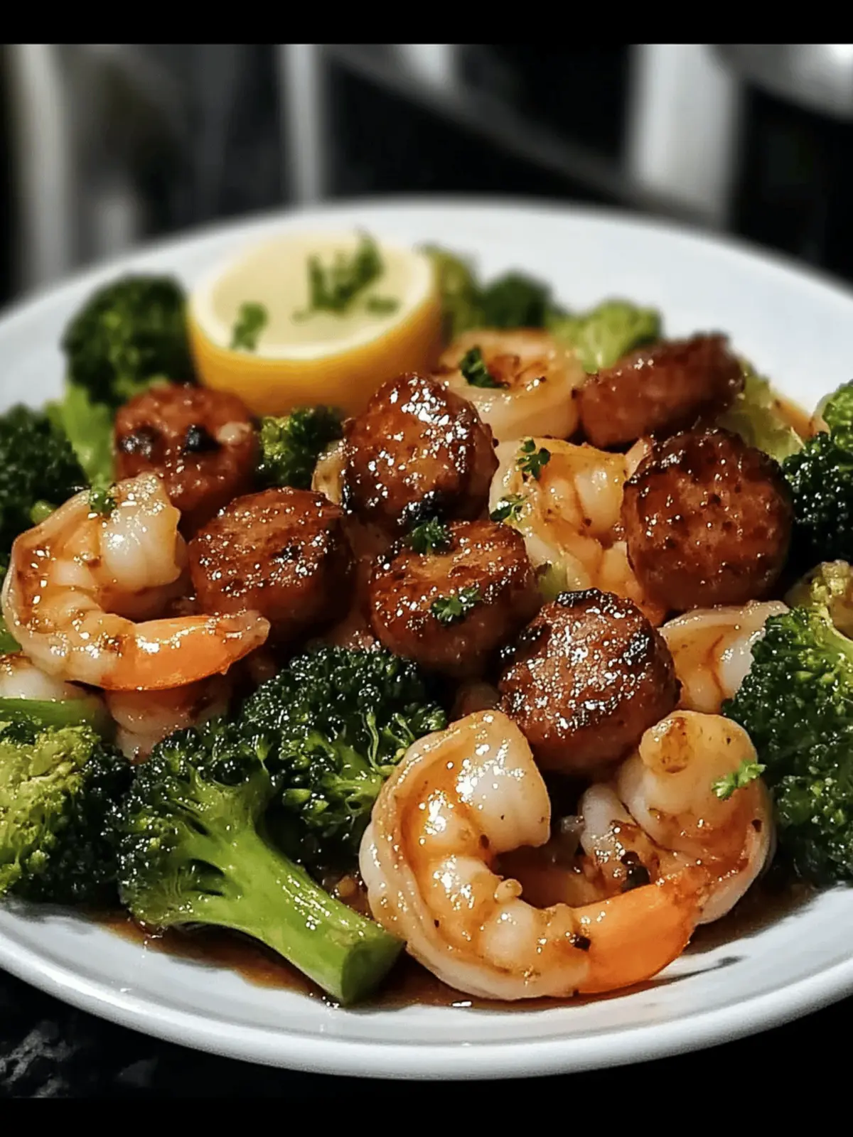 Honey Garlic Shrimp, Sausage & Broccoli