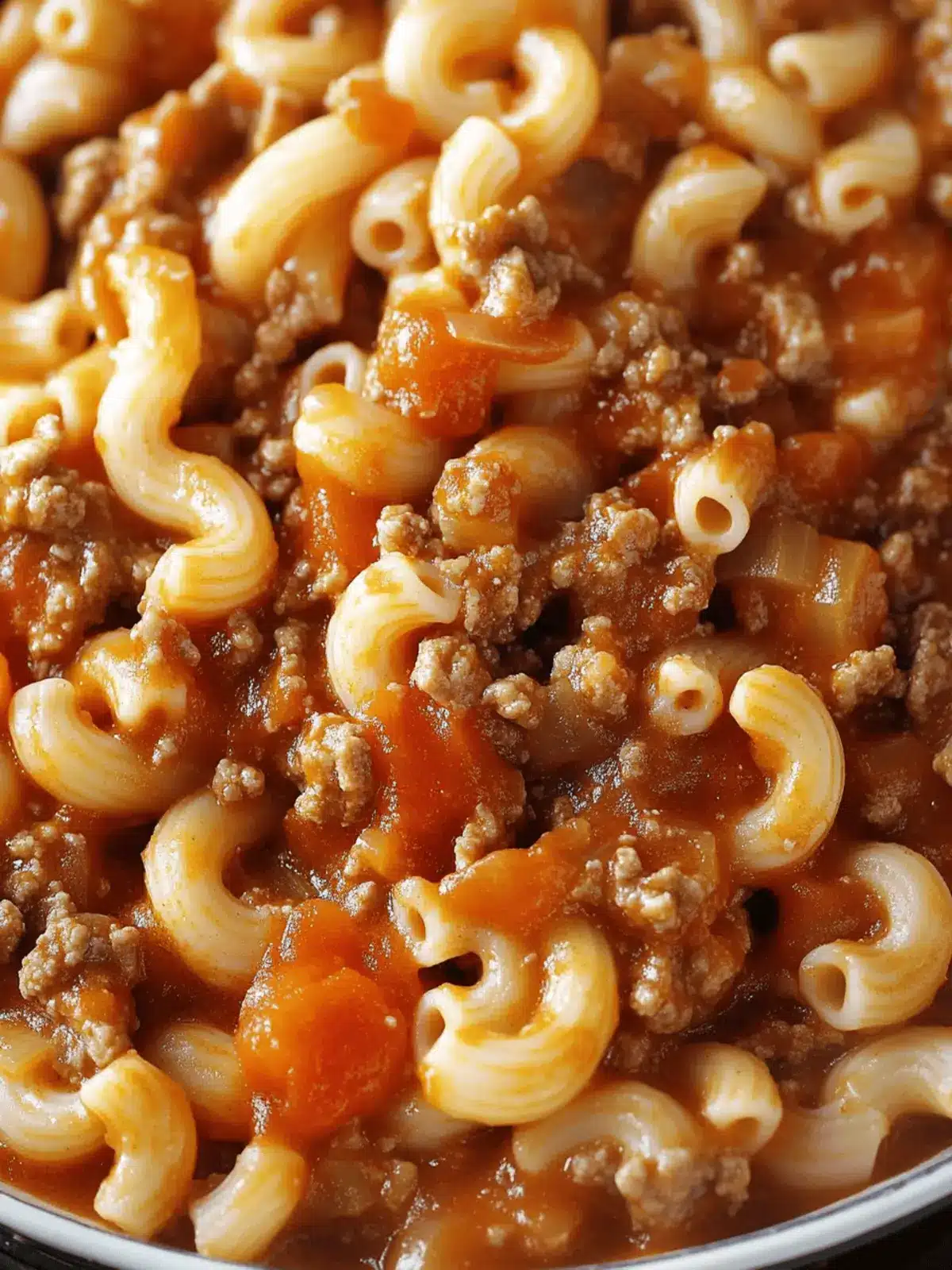 Hearty Homestyle American Chop Suey with Tomato Sauce and Elbow Macaroni