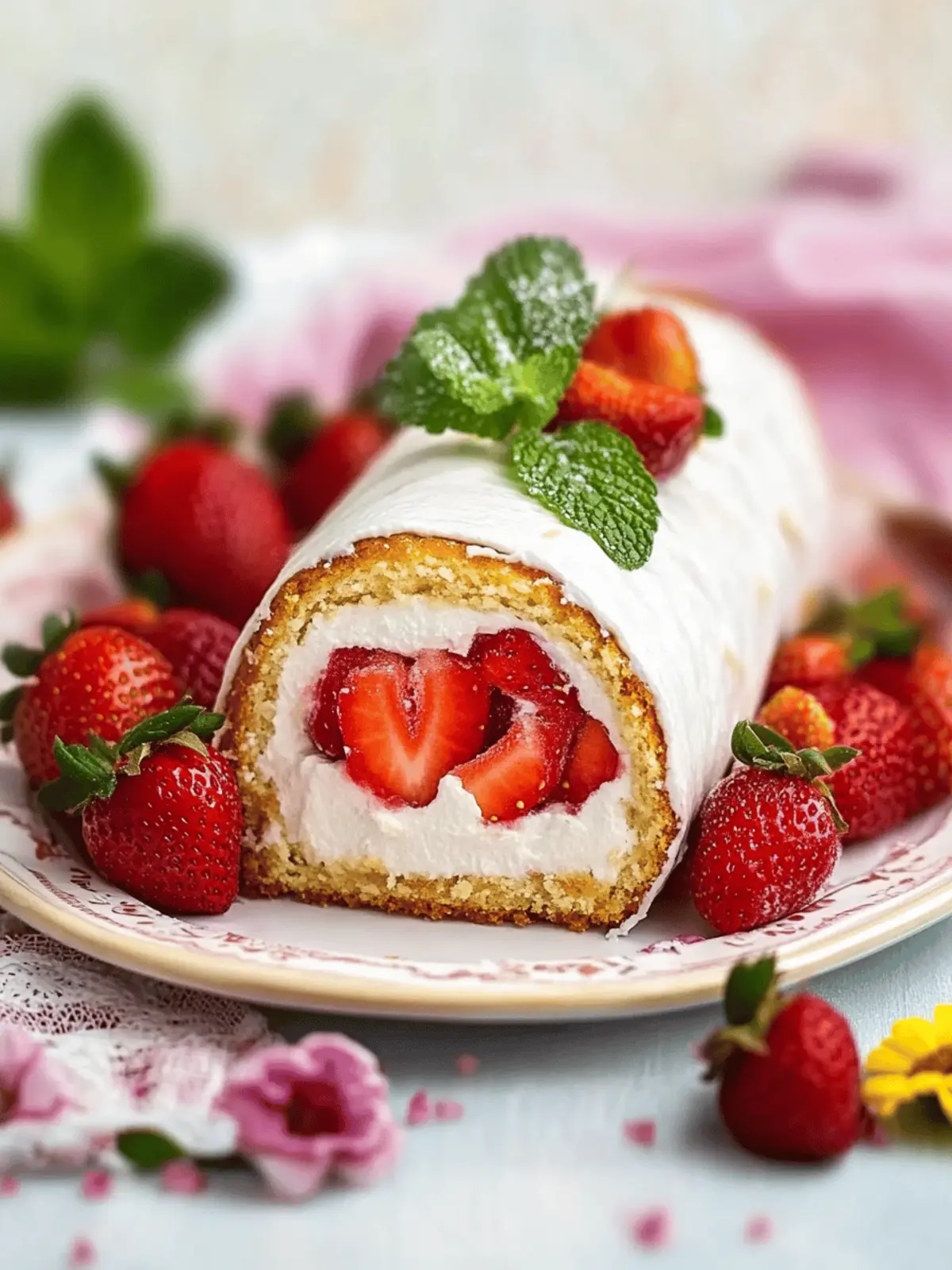 Strawberry Shortcake Roulade