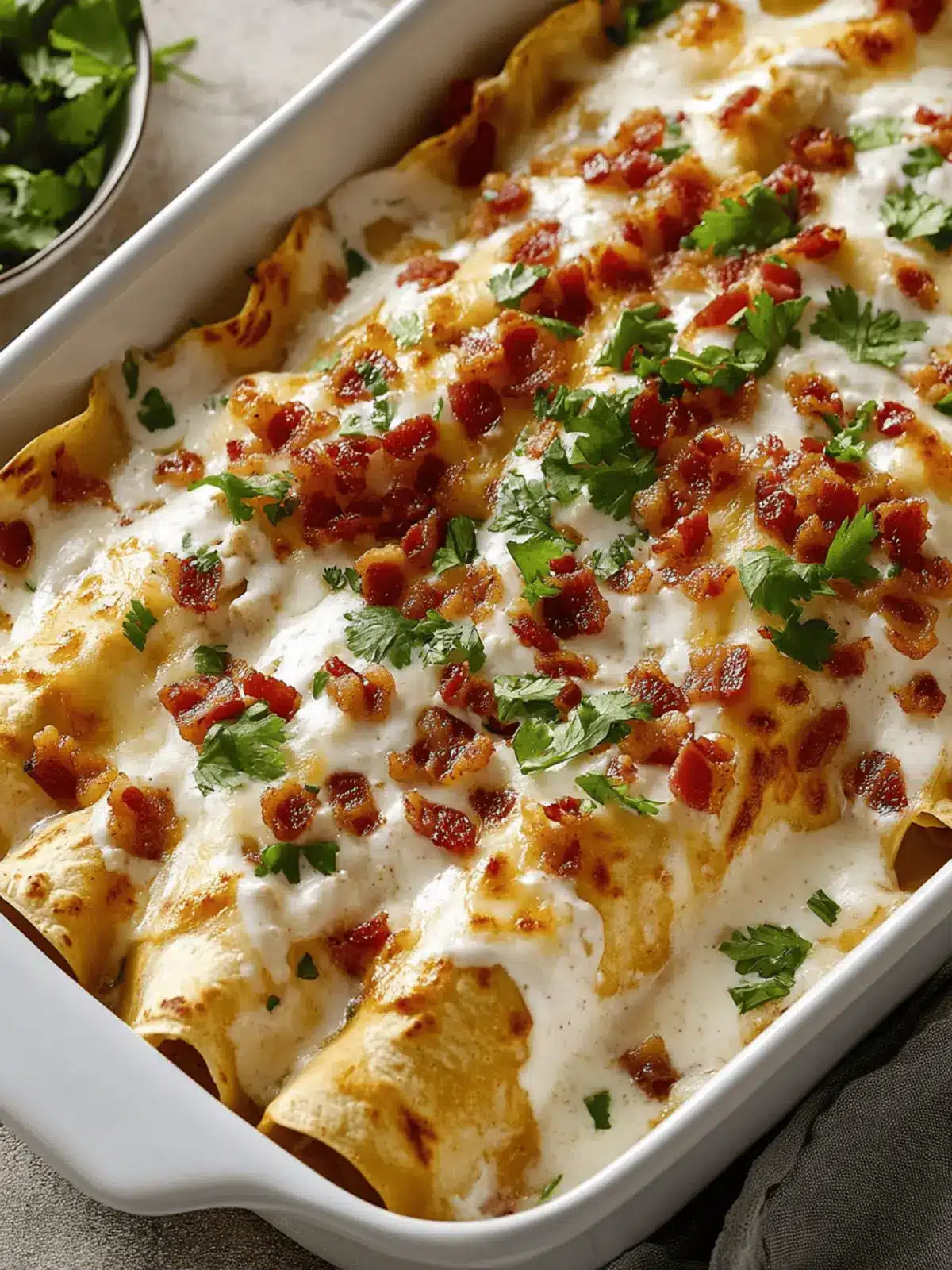 Creamy Bacon Ranch Chicken Enchiladas