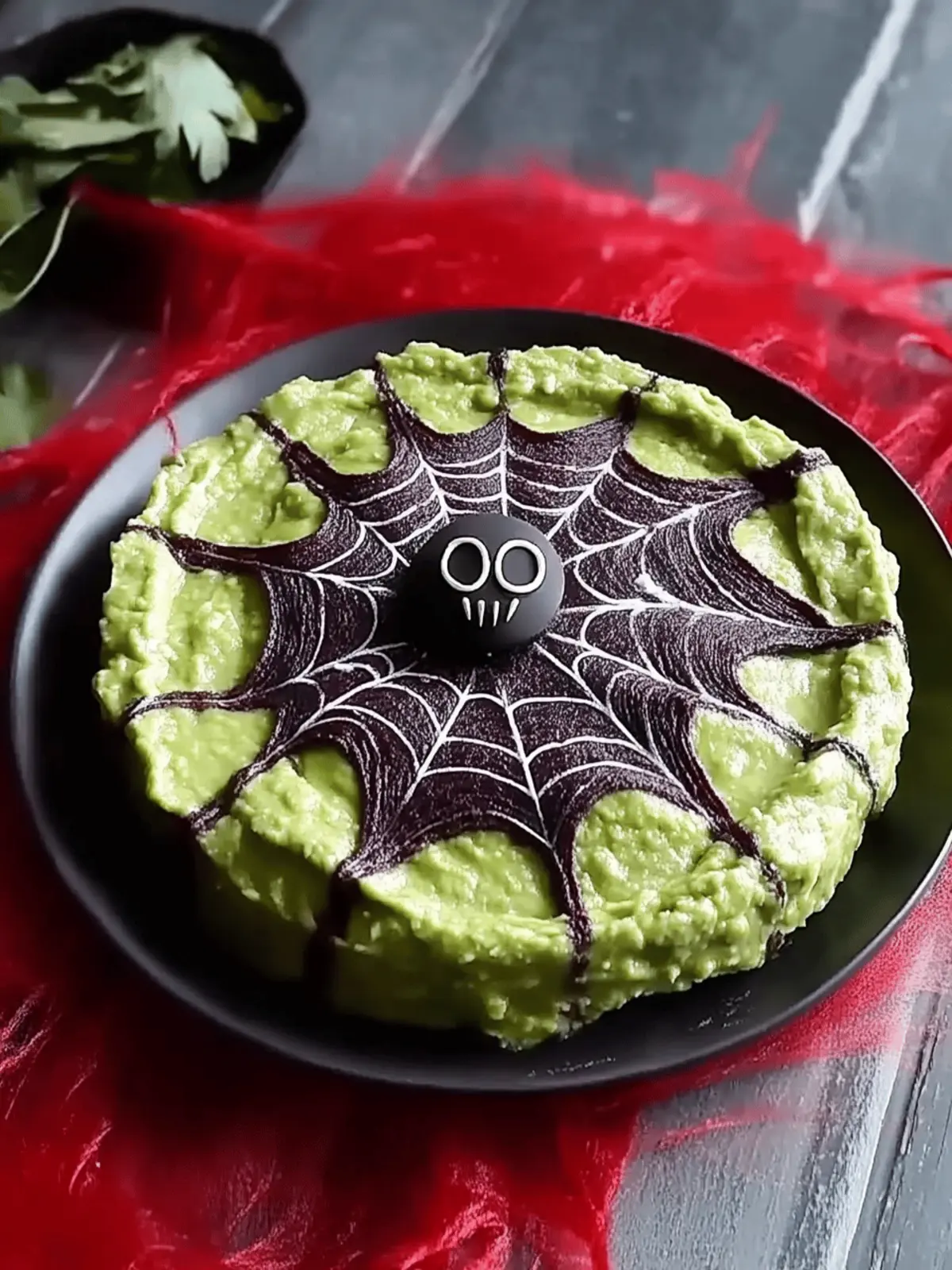 Spooky Spider Web Guacamole Dip