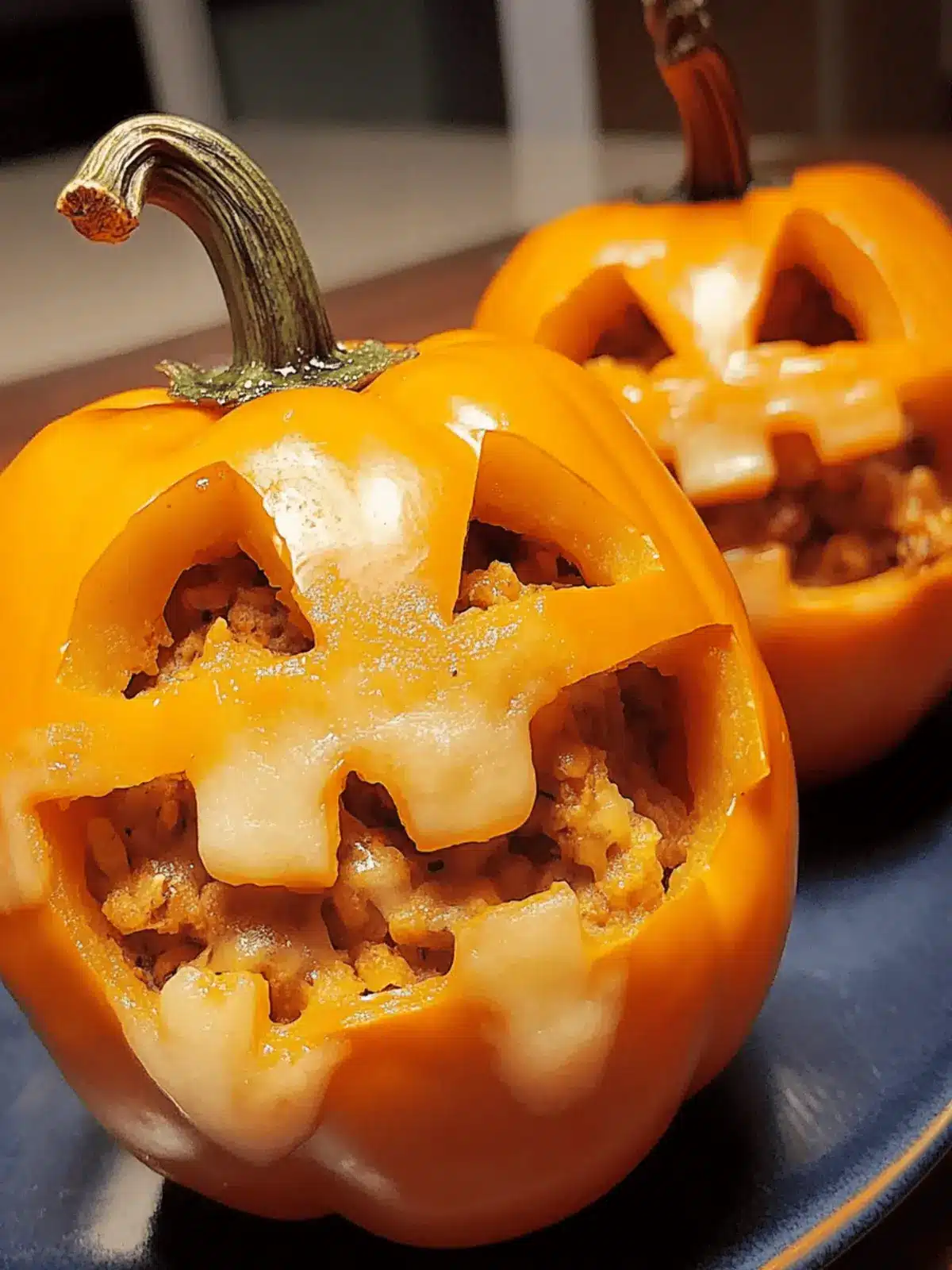 Spooky Jack-O'-Lantern Stuffed Peppers