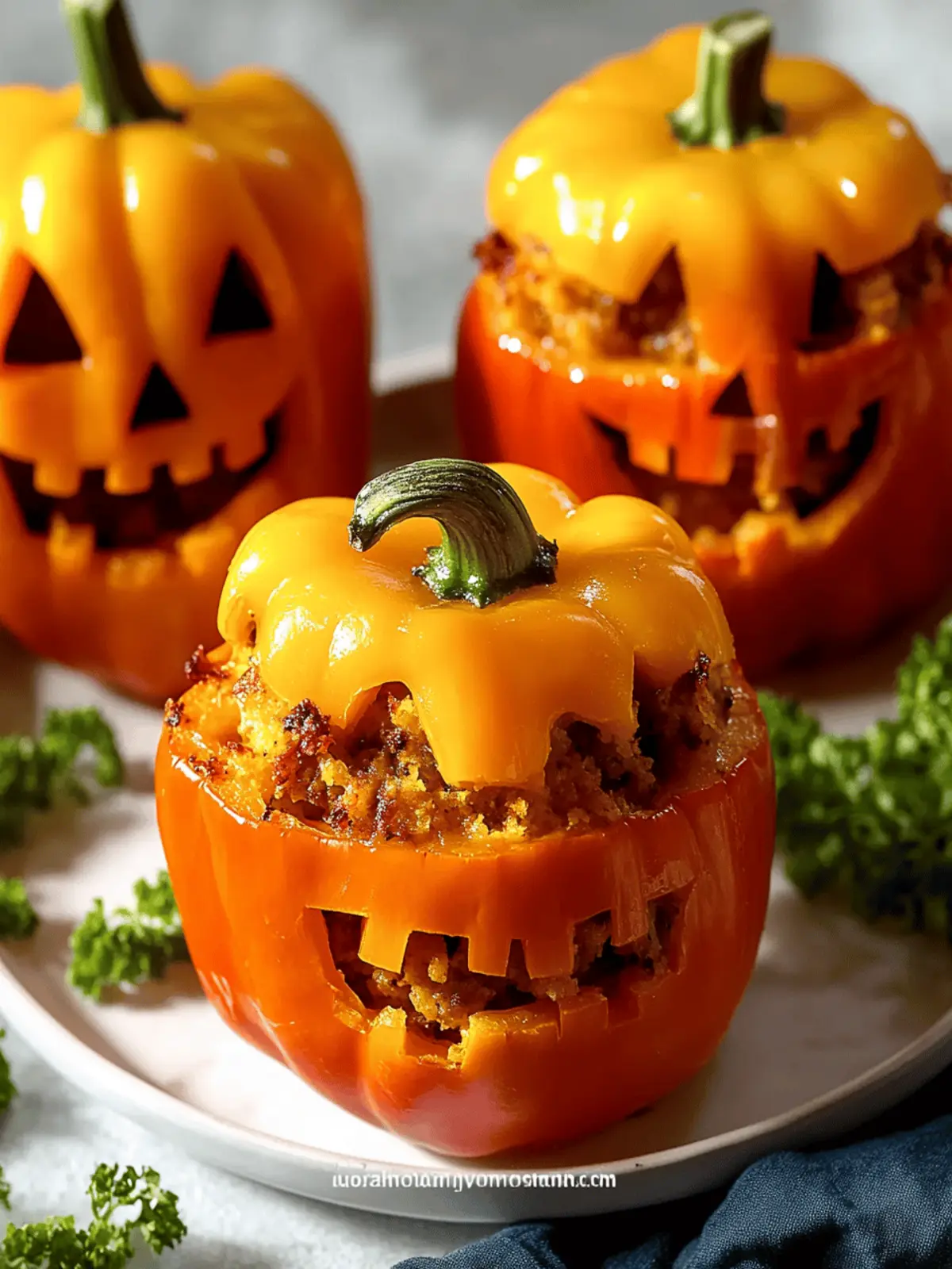 Jack O’Lantern Stuffed Peppers