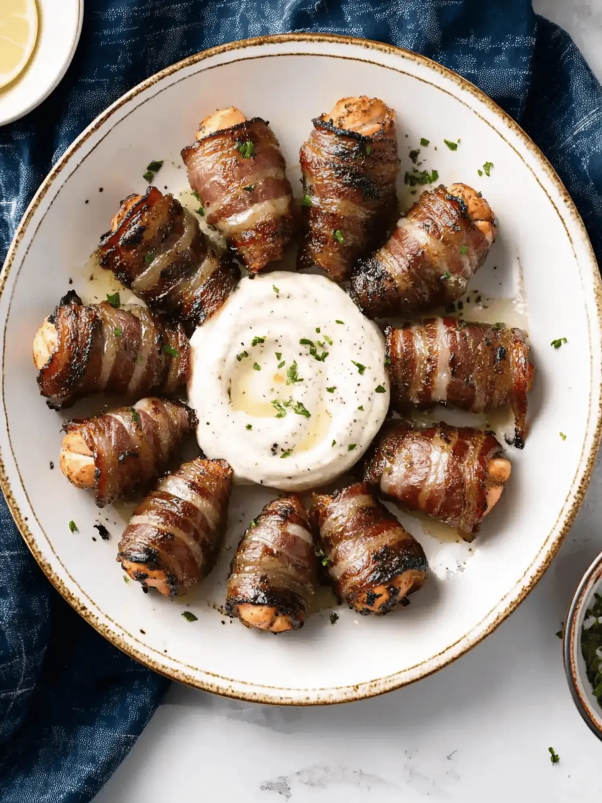 Irresistible Grilled Bacon-Wrapped Salmon Bites with Mayo 4 Grilled Bacon-Wrapped Salmon Bites with Lemon Garlic Mayo