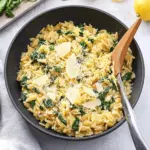 Cheesy Lemon Spinach Orzo