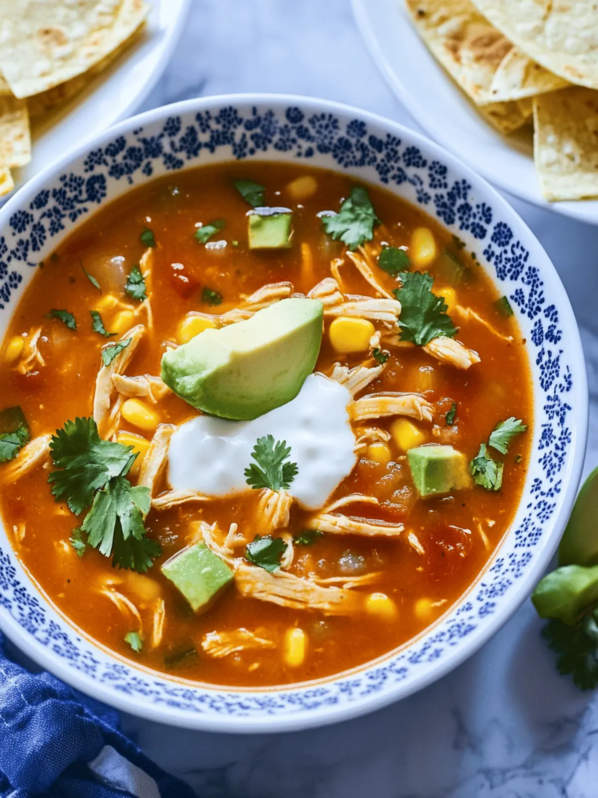 Flavorful Chicken Tortilla Soup with a Spicy Kick