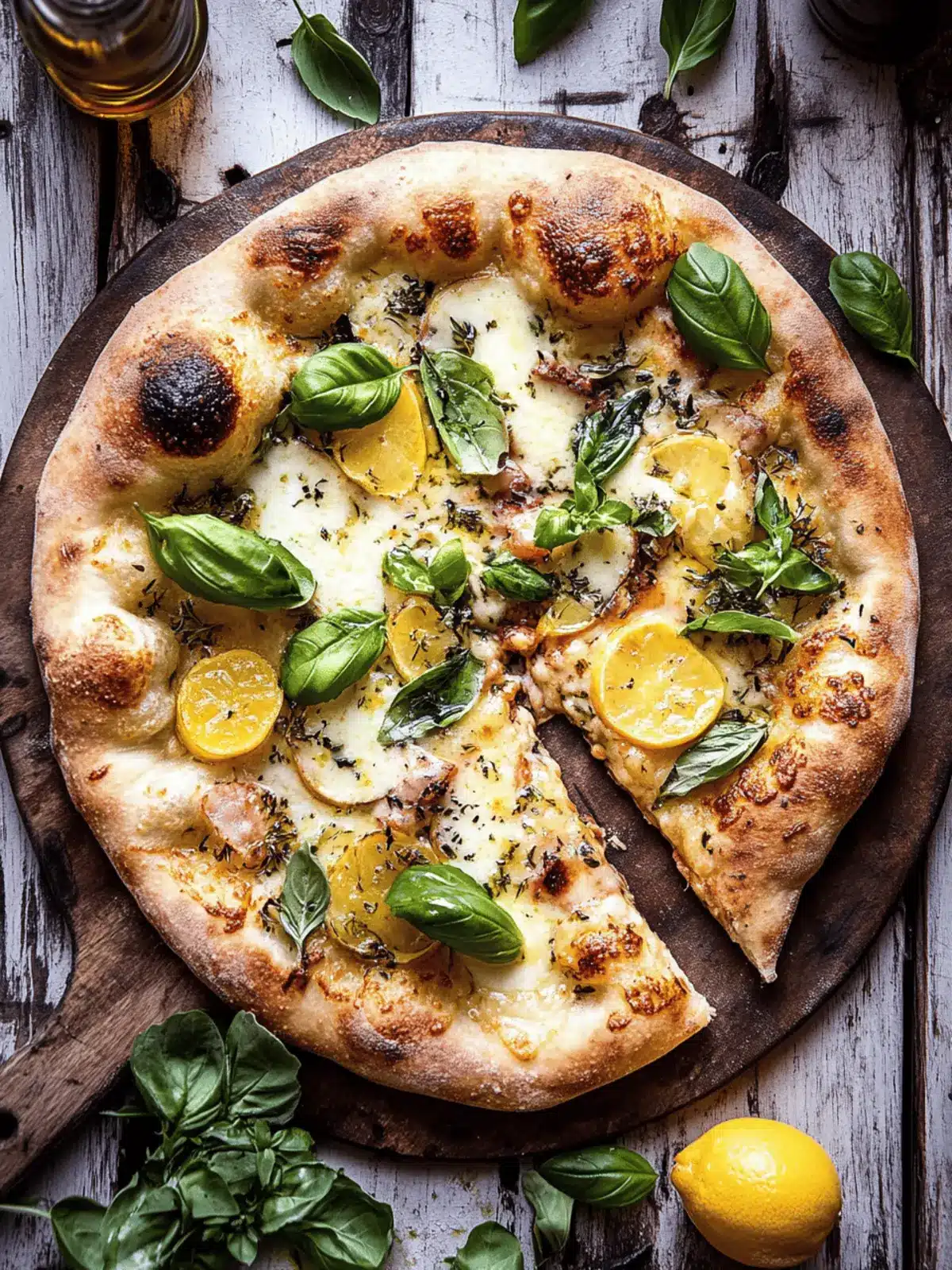 3 Cheese Lemon Basil Pizza.