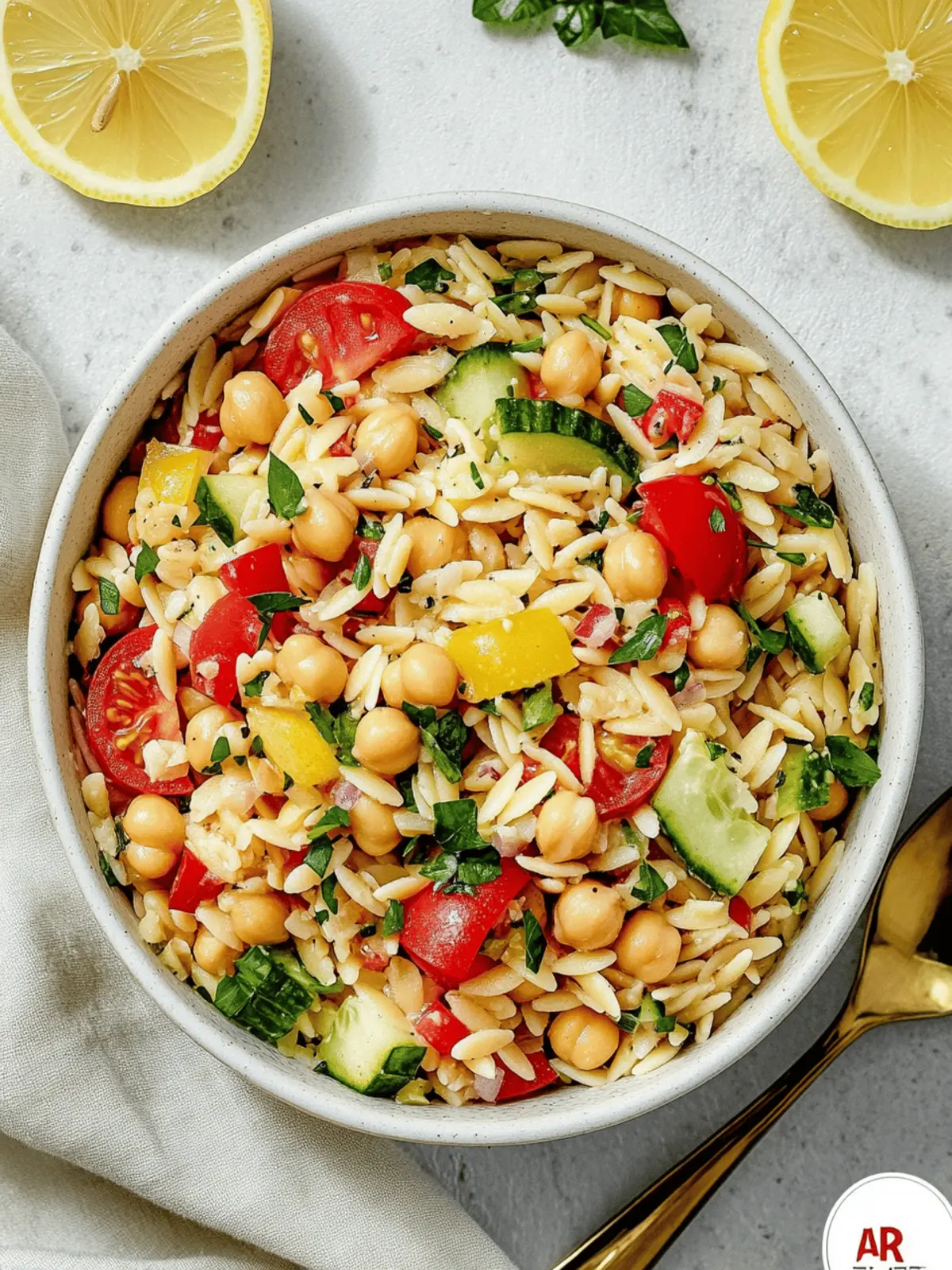 Zesty Lemon Orzo Salad with Chickpeas: Your Flavorful Meal Prep 4 Lemon Orzo Salad with Chickpeas