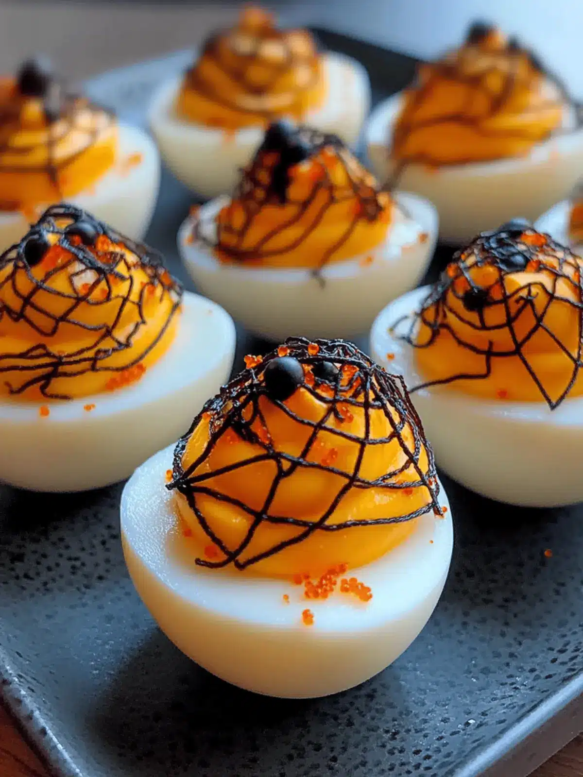 Spooky Spiderweb Deviled Eggs
