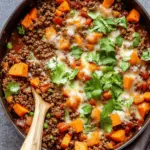 Southwest Ground Beef and Sweet Potato Skillet