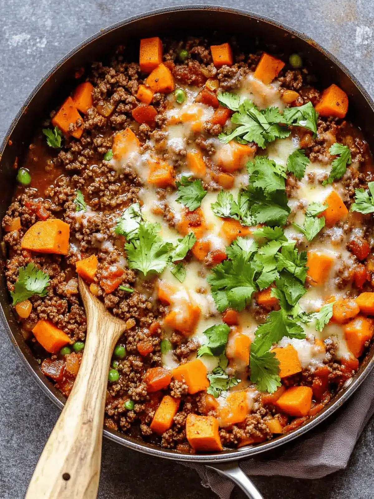 Southwest Ground Beef and Sweet Potato Skillet
