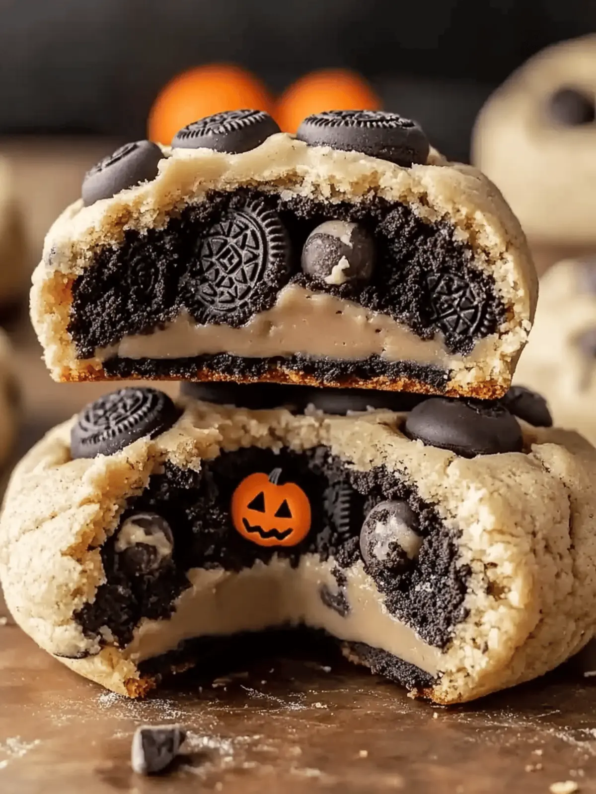 Halloween Oreo Stuffed Chocolate Chip Cookies