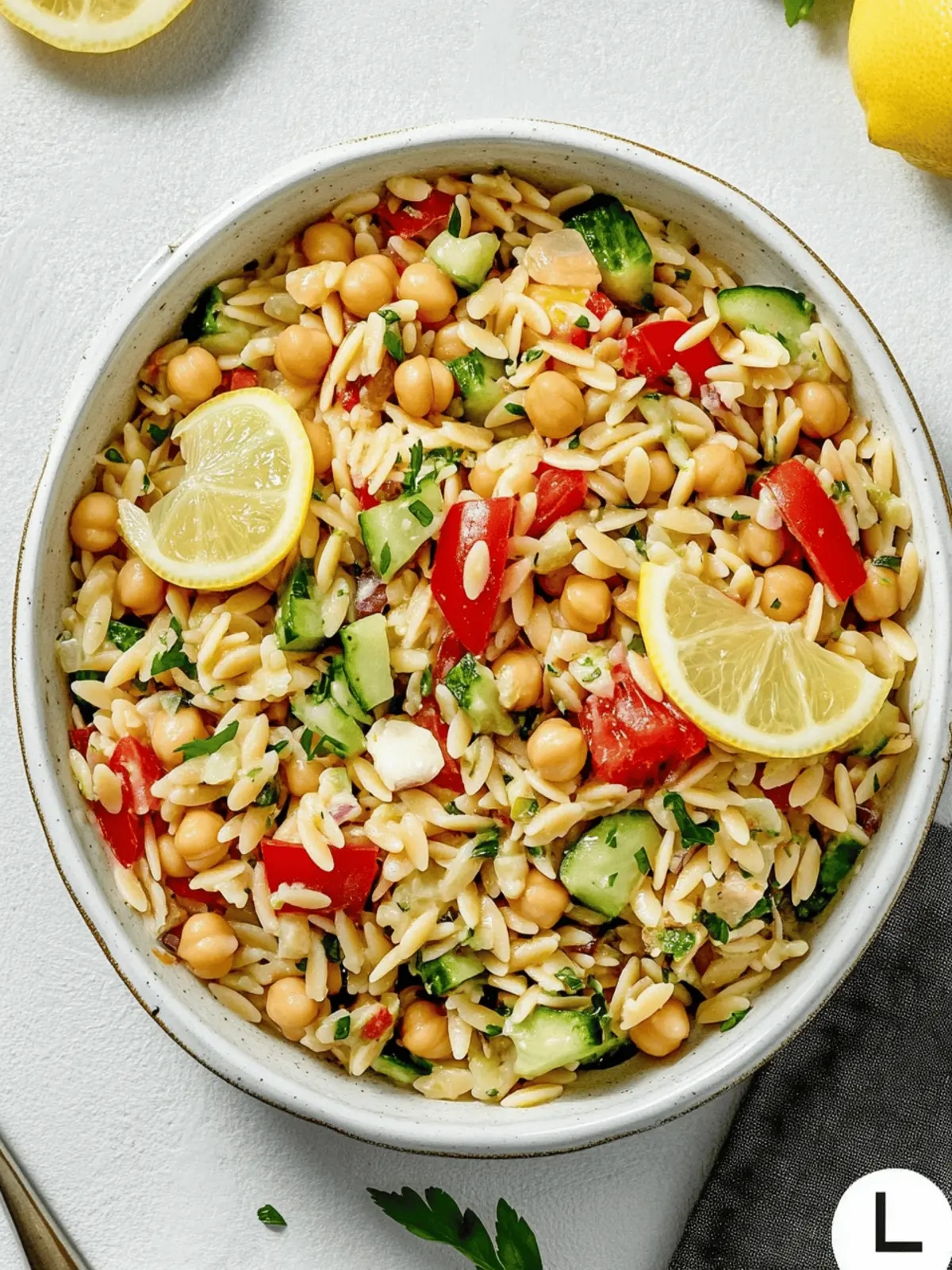 Zesty Lemon Orzo Salad with Chickpeas: Your Flavorful Meal Prep 2 Lemon Orzo Salad with Chickpeas
