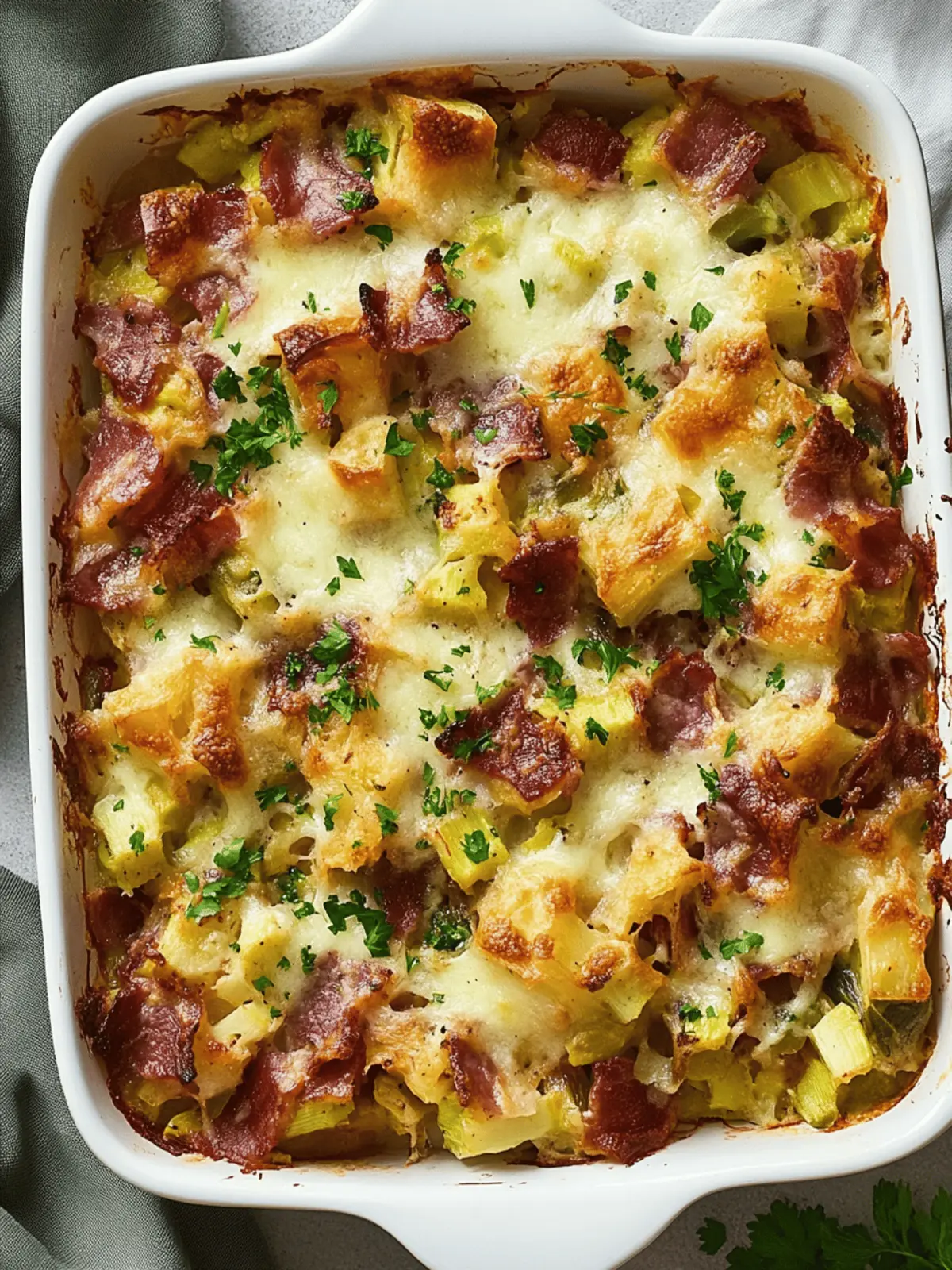 Make-Ahead Bacon & Leek Casserole