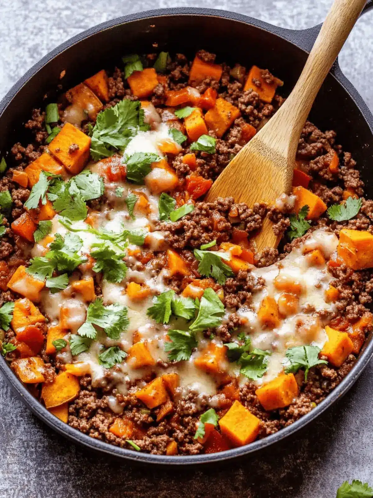 Southwest Ground Beef and Sweet Potato Skillet