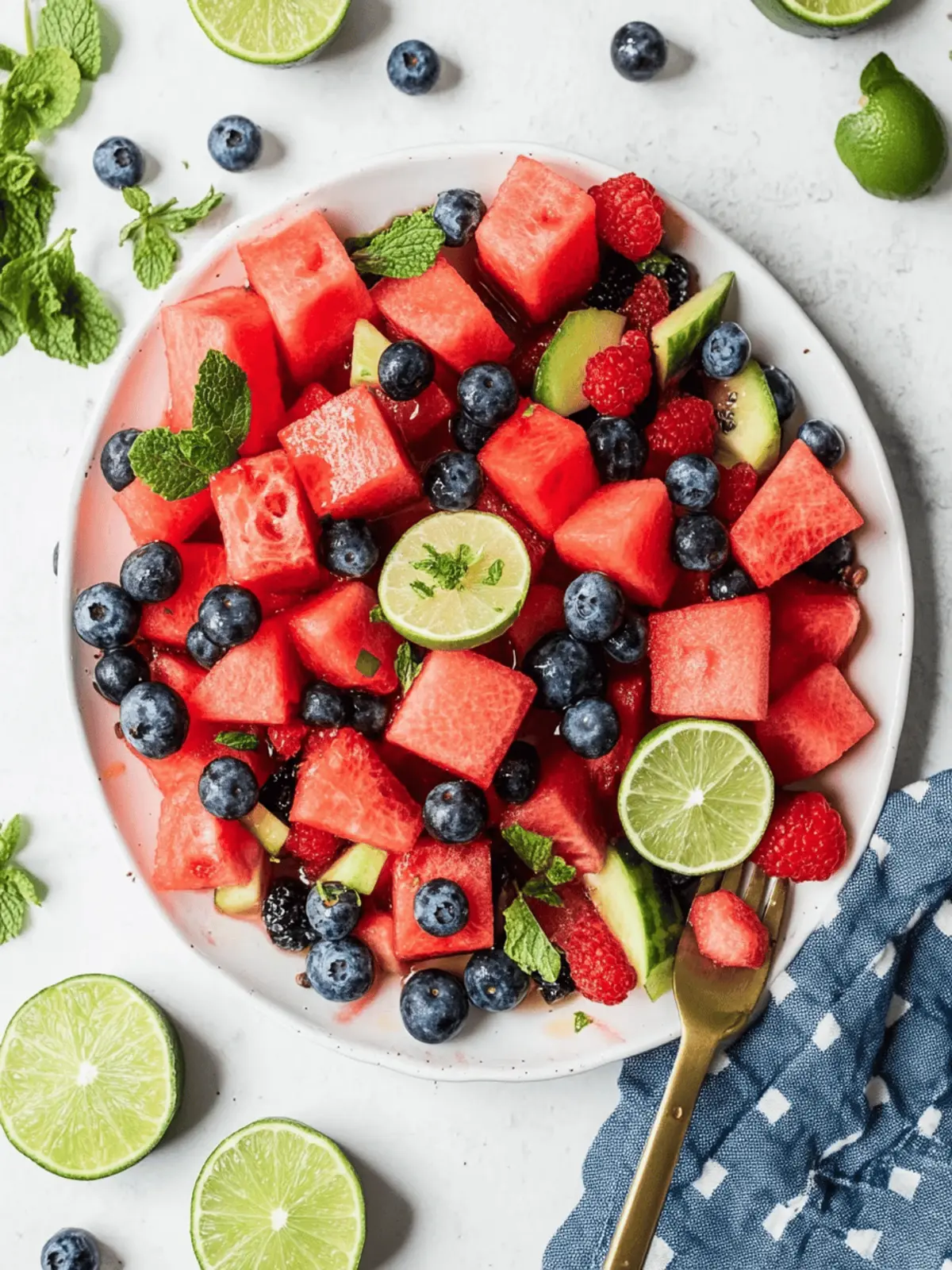 Watermelon Fruit Salad with Honey Lime Dressing