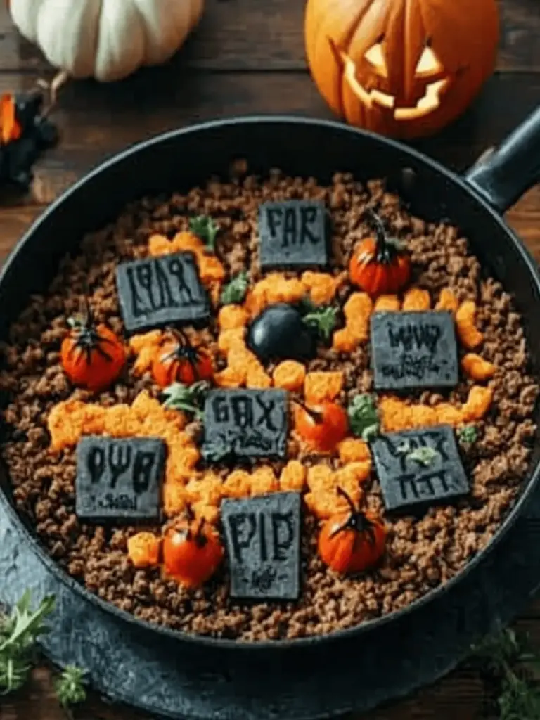 Halloween Graveyard Ground Beef Skillet