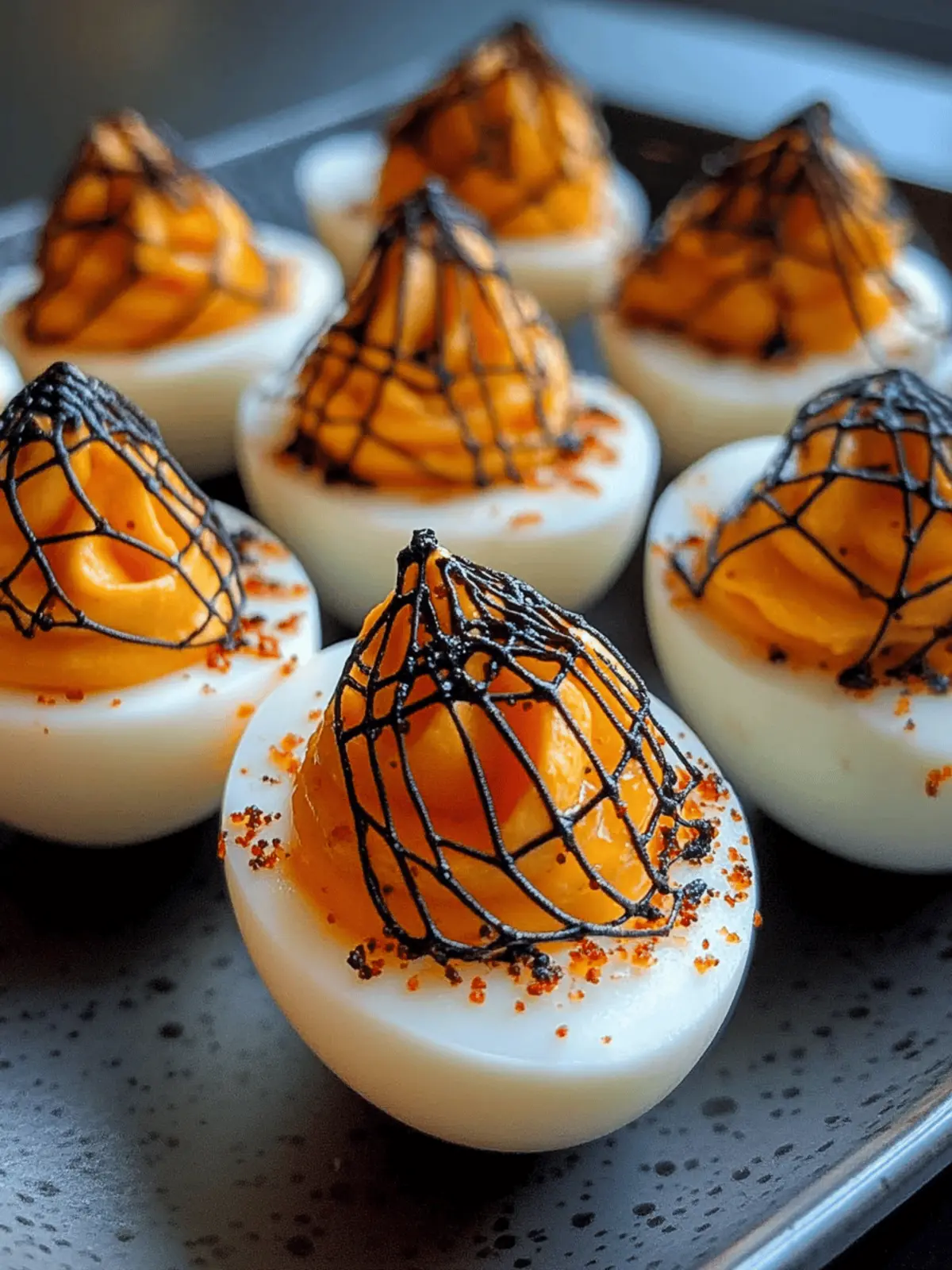 Spooky Spiderweb Deviled Eggs: A Fun Halloween Delight 2 Spooky Spiderweb Deviled Eggs